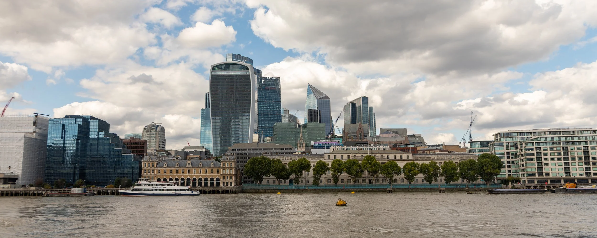  Walking along the Thames, we looked across to the City of London 