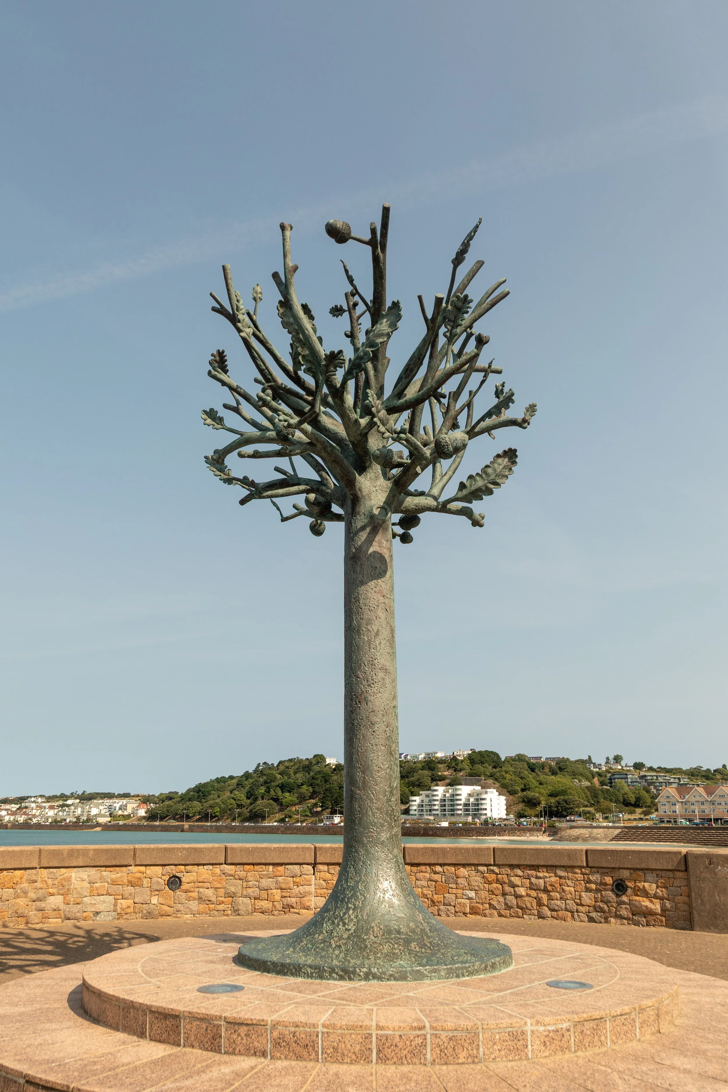  The Freedom Tree sculpture (1992), by Richard Perry, commissioned by the Public Sculpture Trust, symbolizes re-growth, peace, and freedom following the island's 1945 liberation from WWII Nazi German occupation 