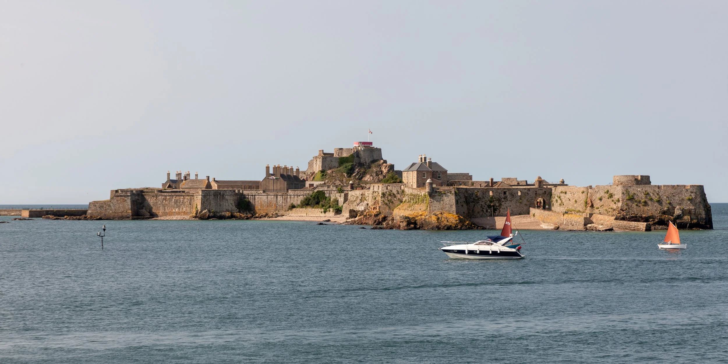  16th Century Elizabeth Castle, accessible only by boat at high tide 