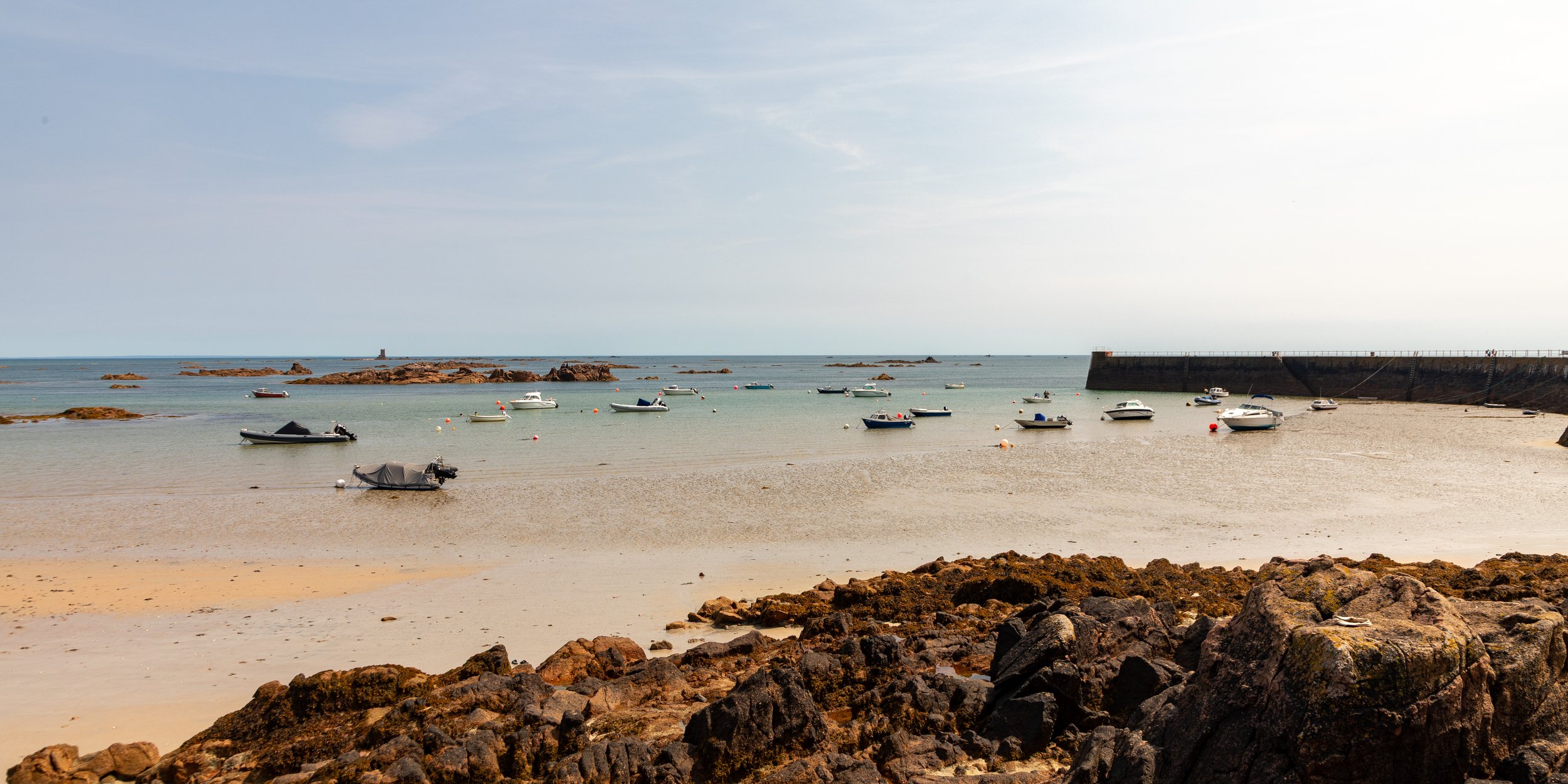  The tide is heading out at La Rocque Beach as we make our way counter-clockwise around the southeast tip of Jersey 