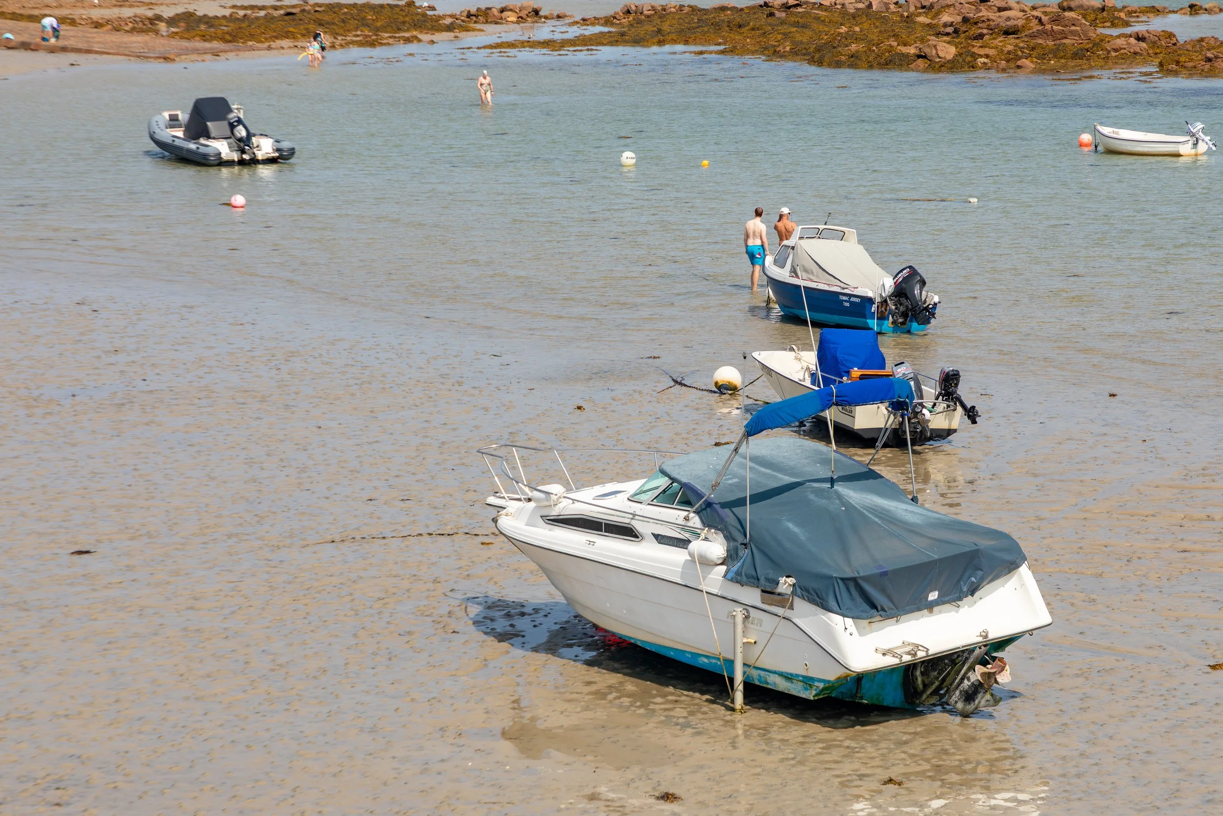  Because of the high tidal variance, the boats are built with legs to beach properly when the tide goes out 