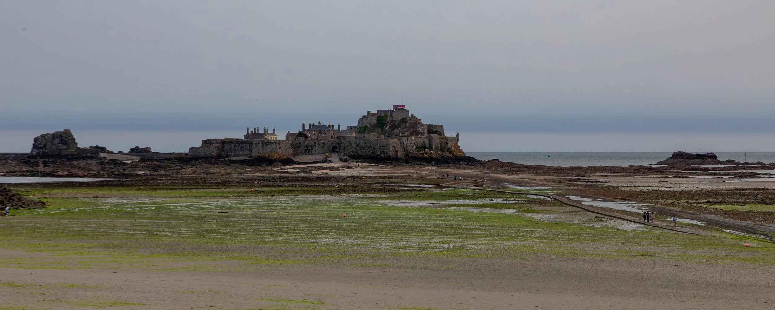  Back at Elizabeth Castle at low tide, the path across the bay is now exposed  
