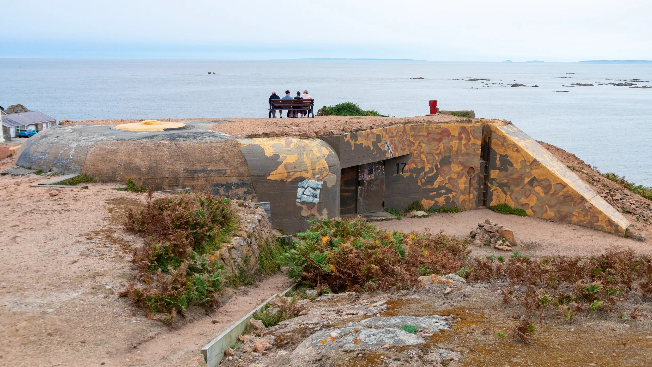  WWII German fortifications built on the coast by the lighthouse 