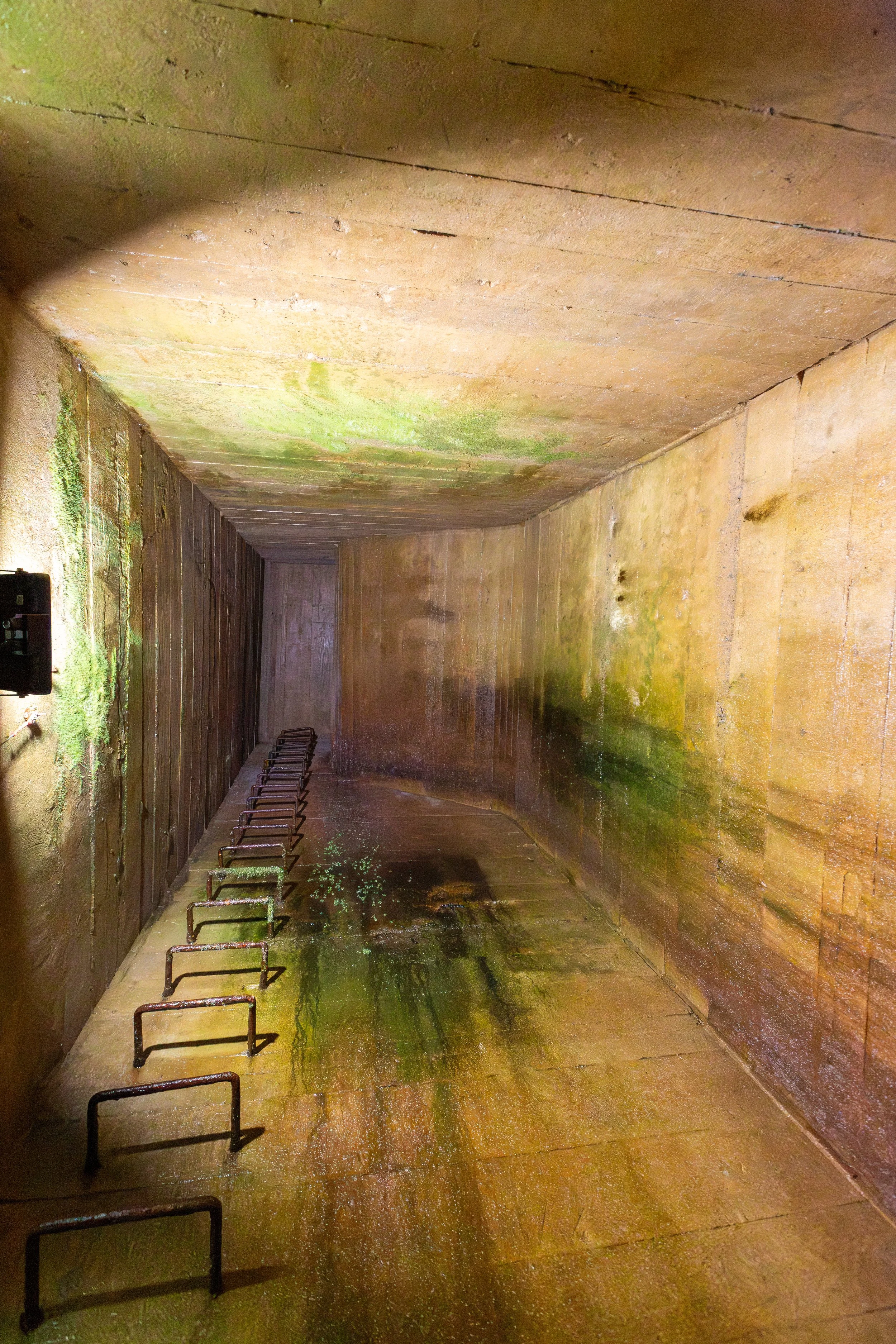  Looking up at one of the now-sealed escape hatches 