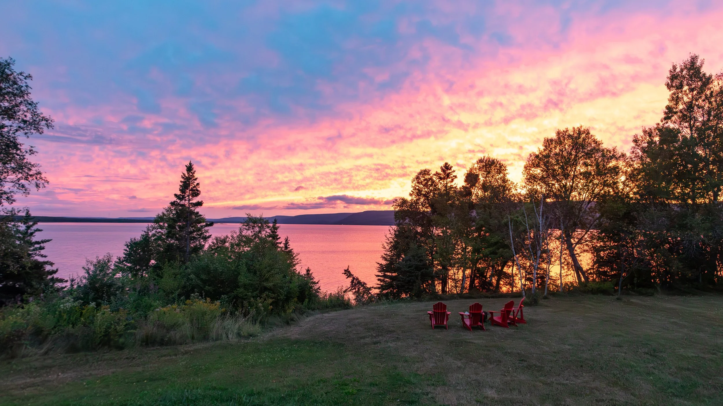  Sunset over Pooles Bond from our Airbnb in near Little Narrows 