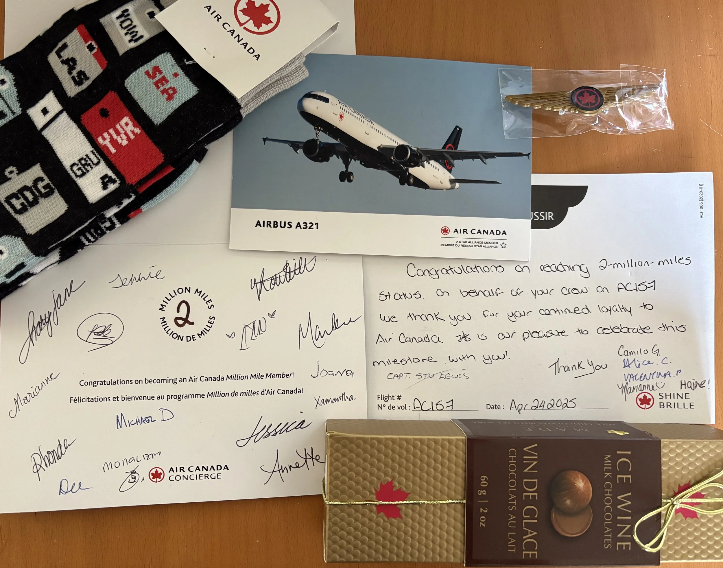  The full 2 Million Mile collection with the card and pin from the crew 