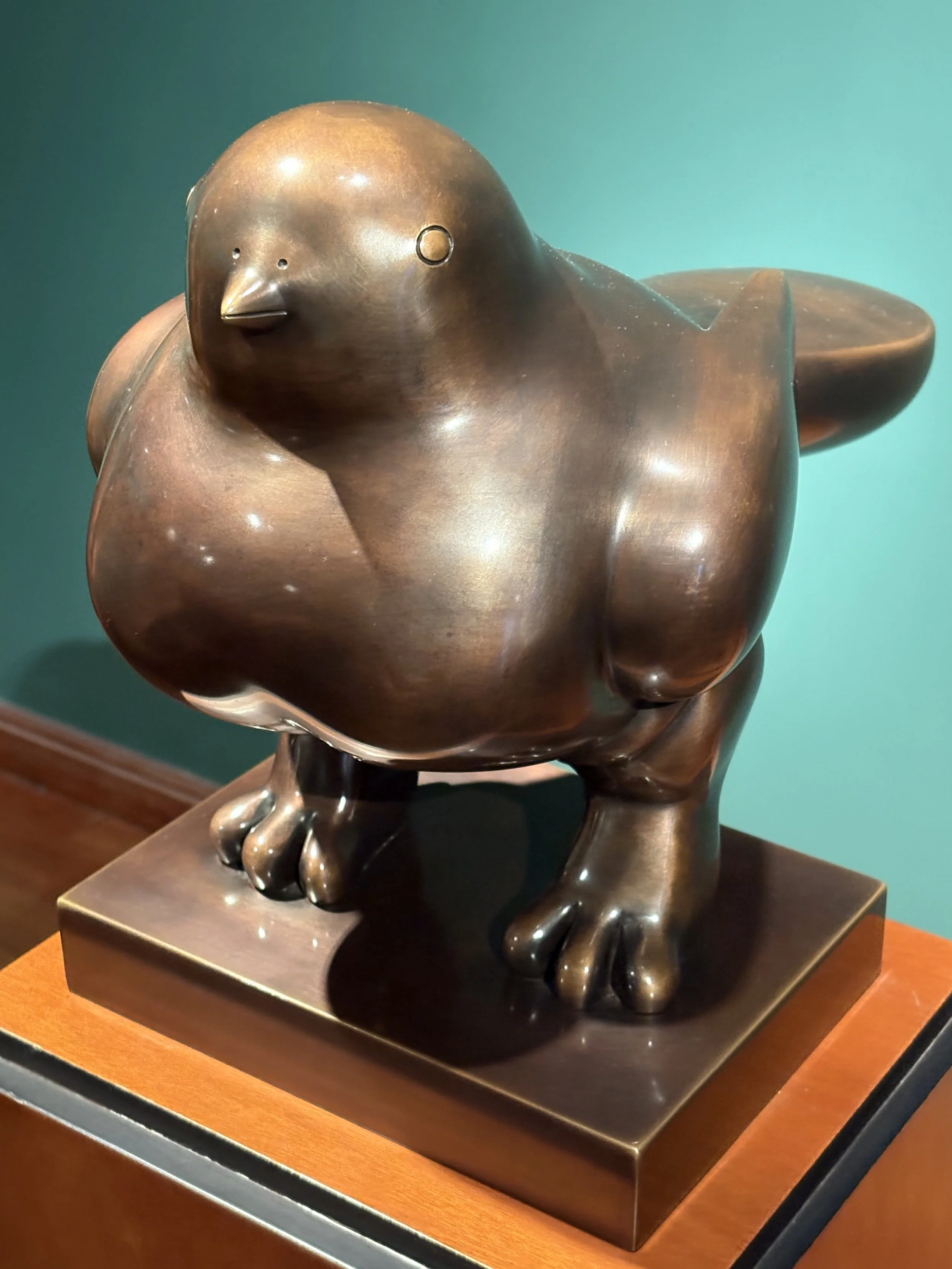  “Bird” sculpture also in Botero's signature style, known as Boterismo, which features figures in large, exaggerated volumes 