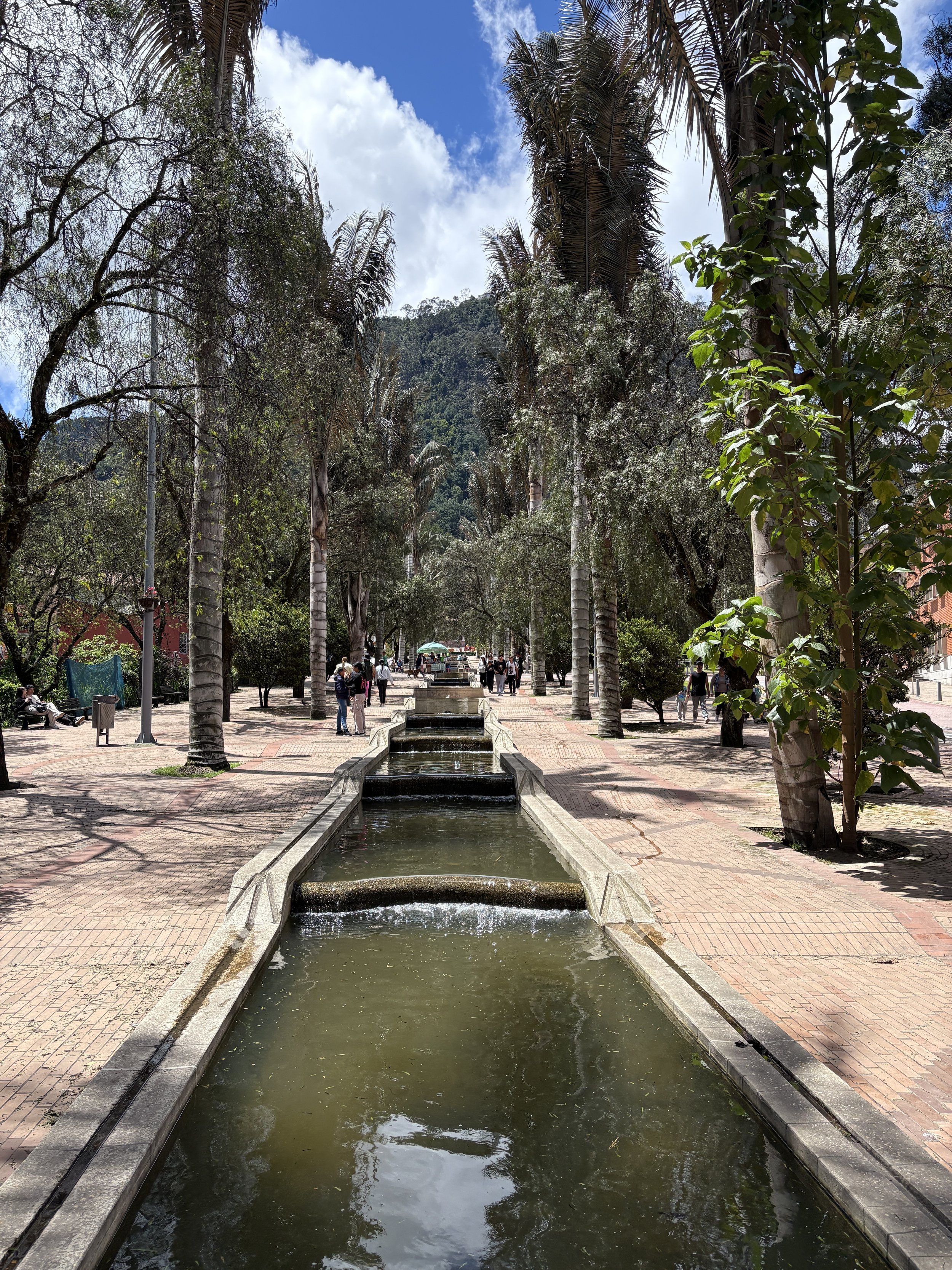  The water channel of the Eje Ambiental leading to Monserrate mountain 