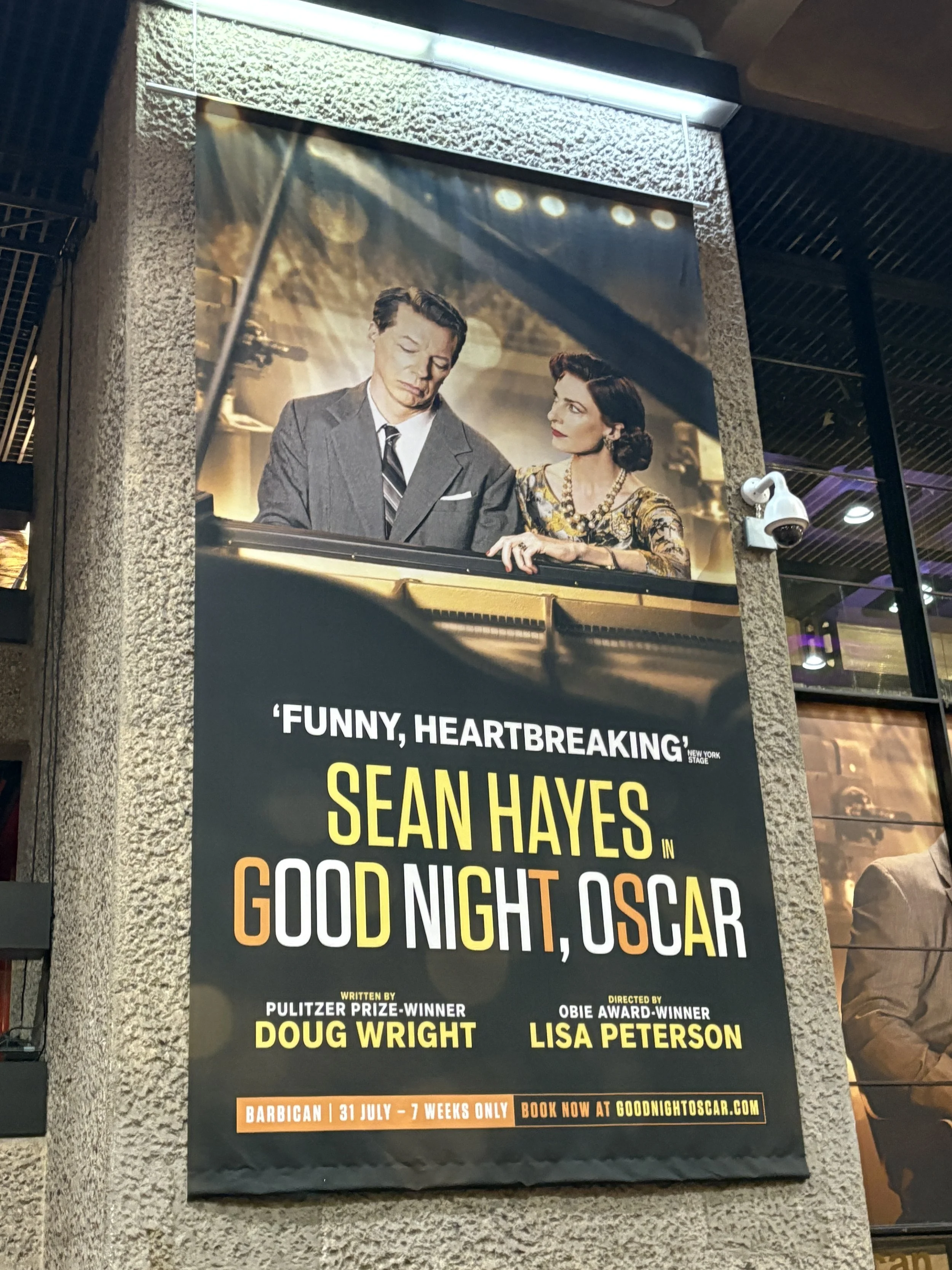  Good Night Oscar ran on Broadway in 2022, winning several Tony awards, including Best Actor for Sean Hayes.  When I recognized we would be in London during its West End run, I jumped on it. 