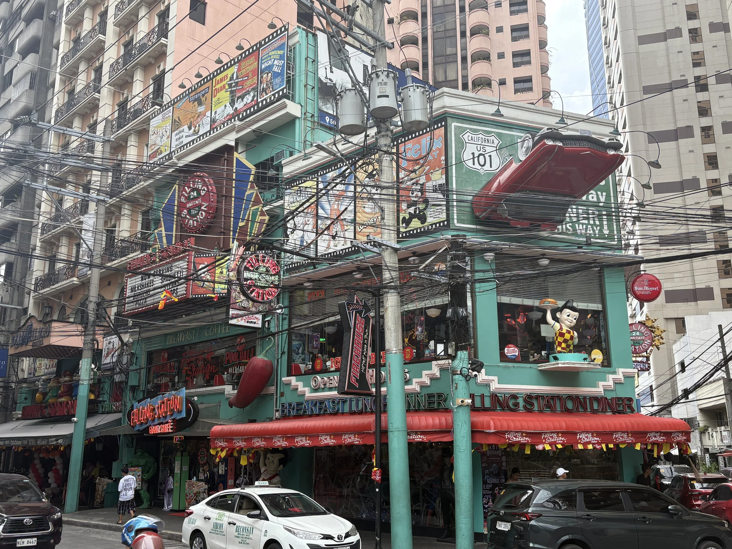 The Filling Station Bar &amp; Cafe in the Makati Neighbourhood, which we quickly discovered was also in the red light district 