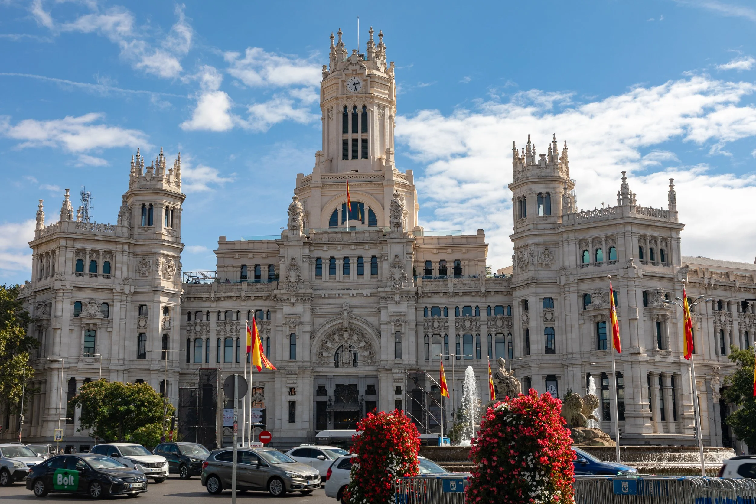 Palacio de Cibeles and the Cibeles Fountain. The beautiful palace, originally the main post office, now serves as Madrid's City Hall. 