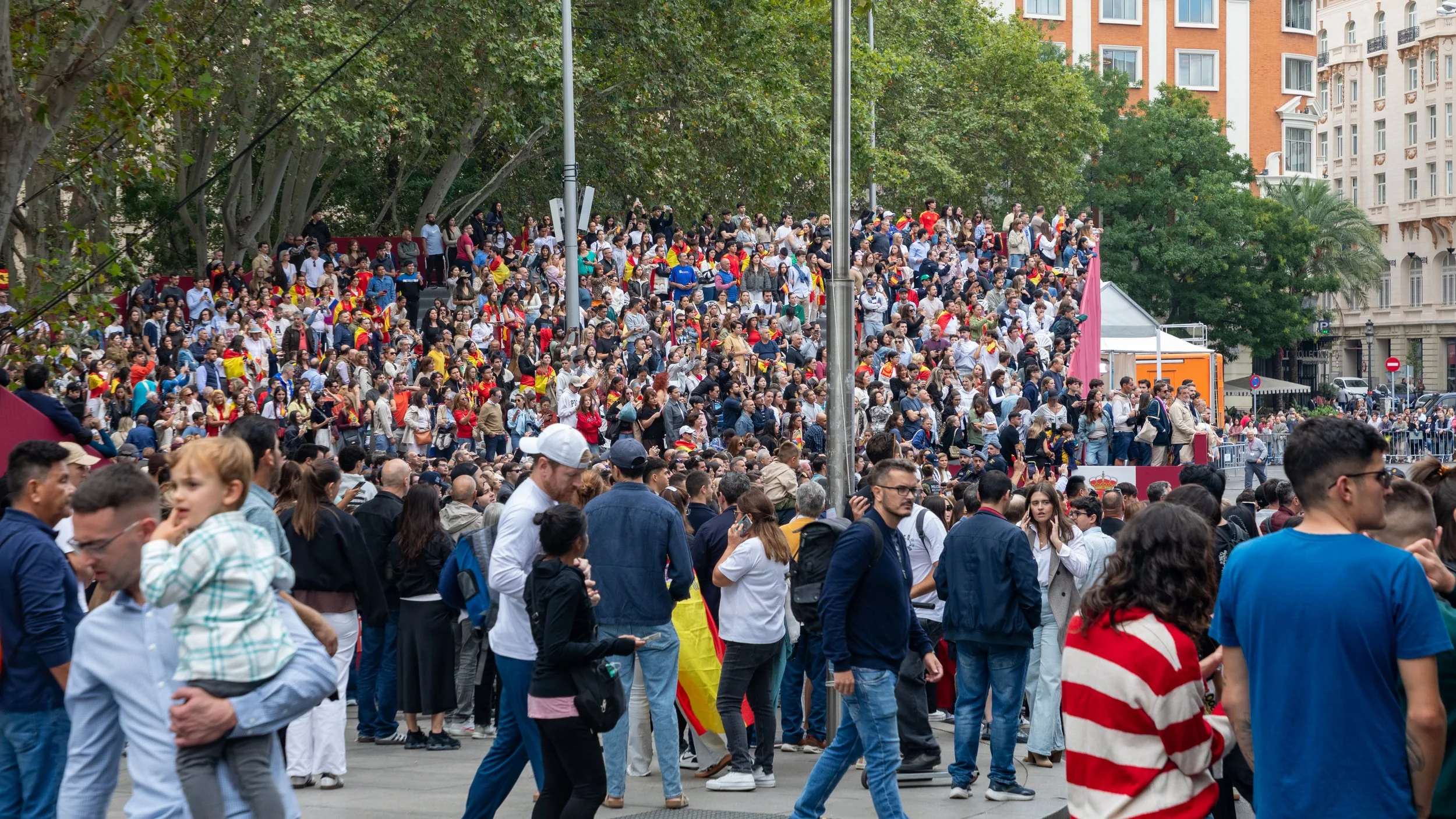  The official viewing stands at the beginning of the parade route still had some crowds that hadn’t fully dispersed   