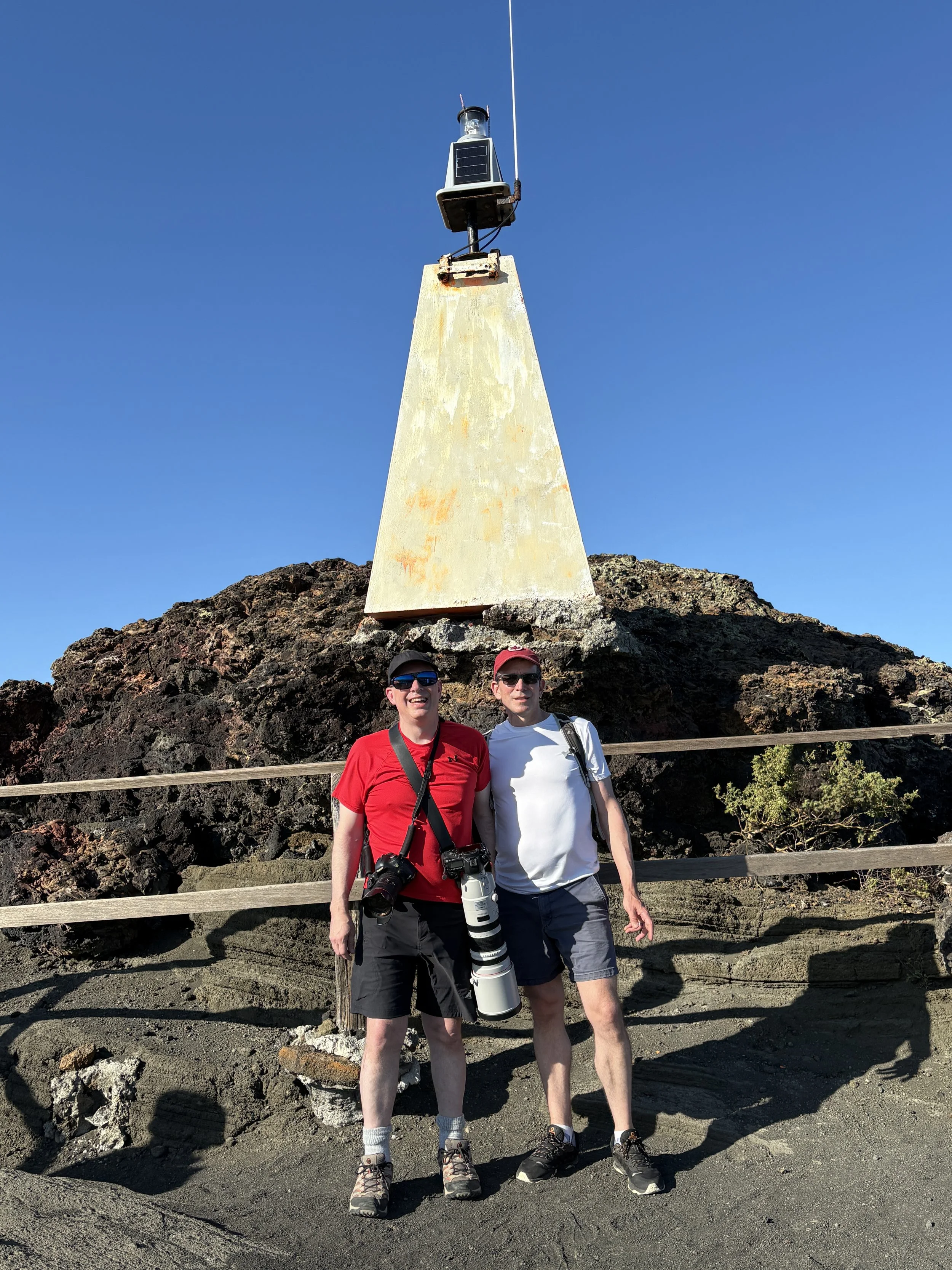  Standing under the light marker at the top of the hill 