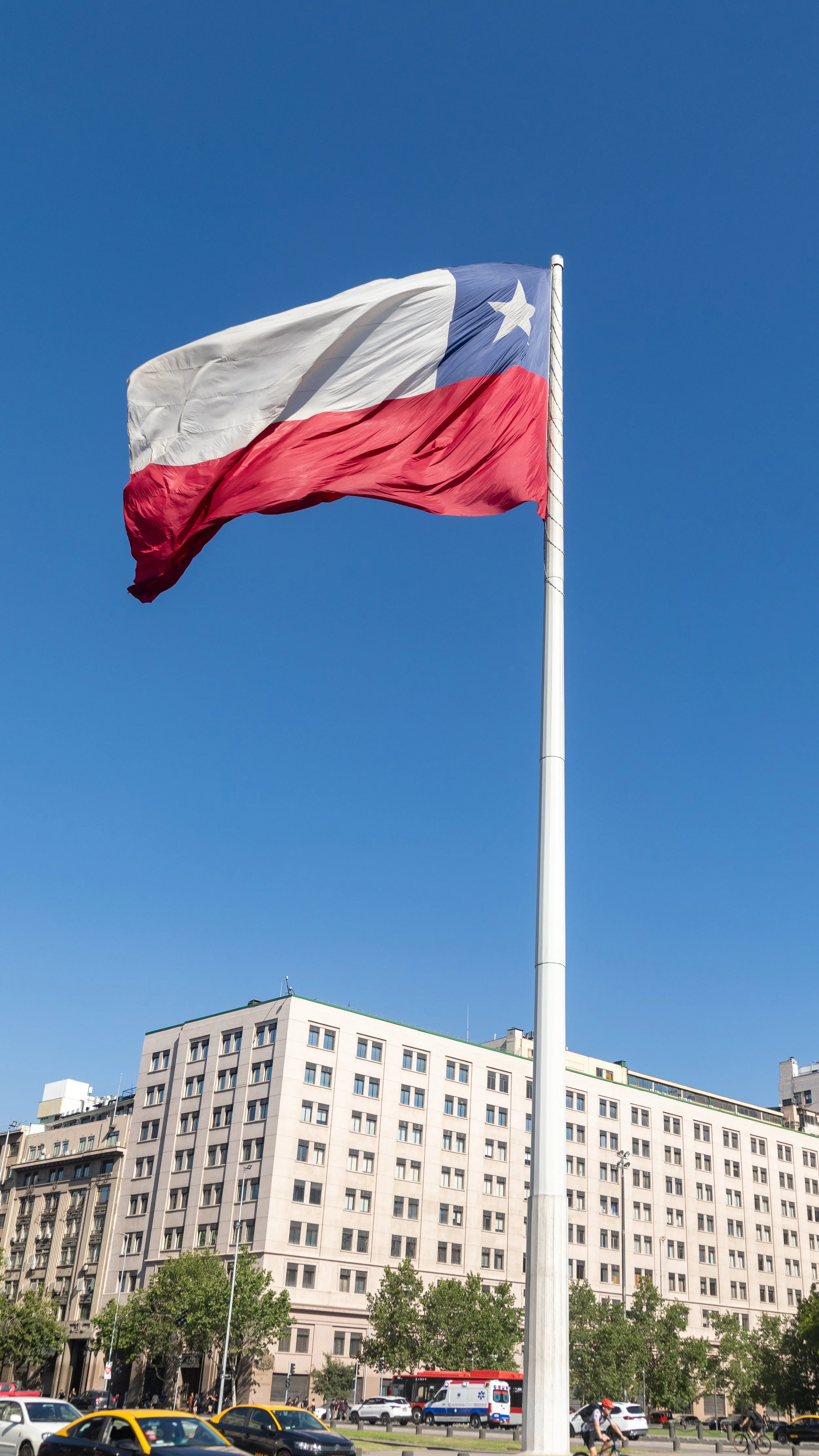  Massive Chilean flag outside the palace 