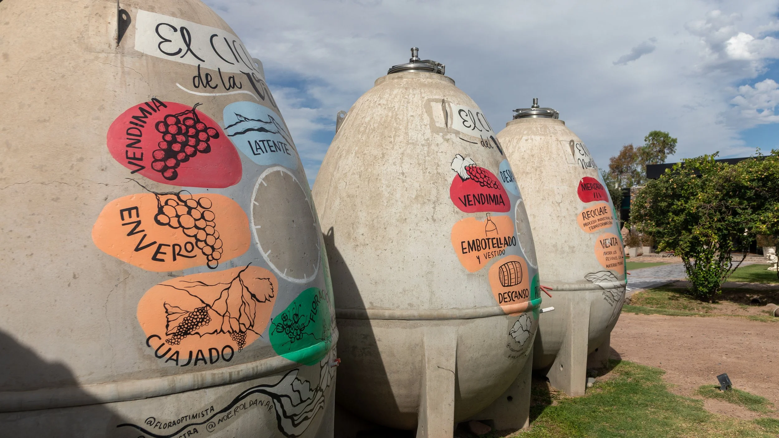  Egg-shaped concrete vats for wine fermentation, at Bodega El Enemigo, our first winery of the trip 