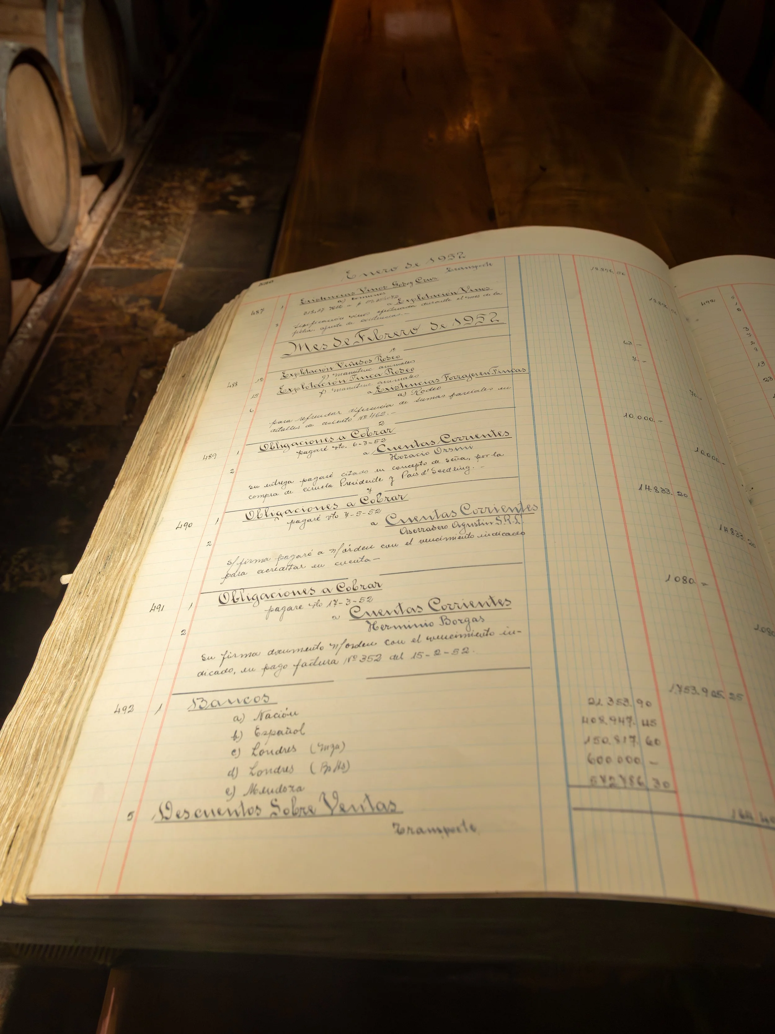  A page from the old handwritten general ledger from the winery 