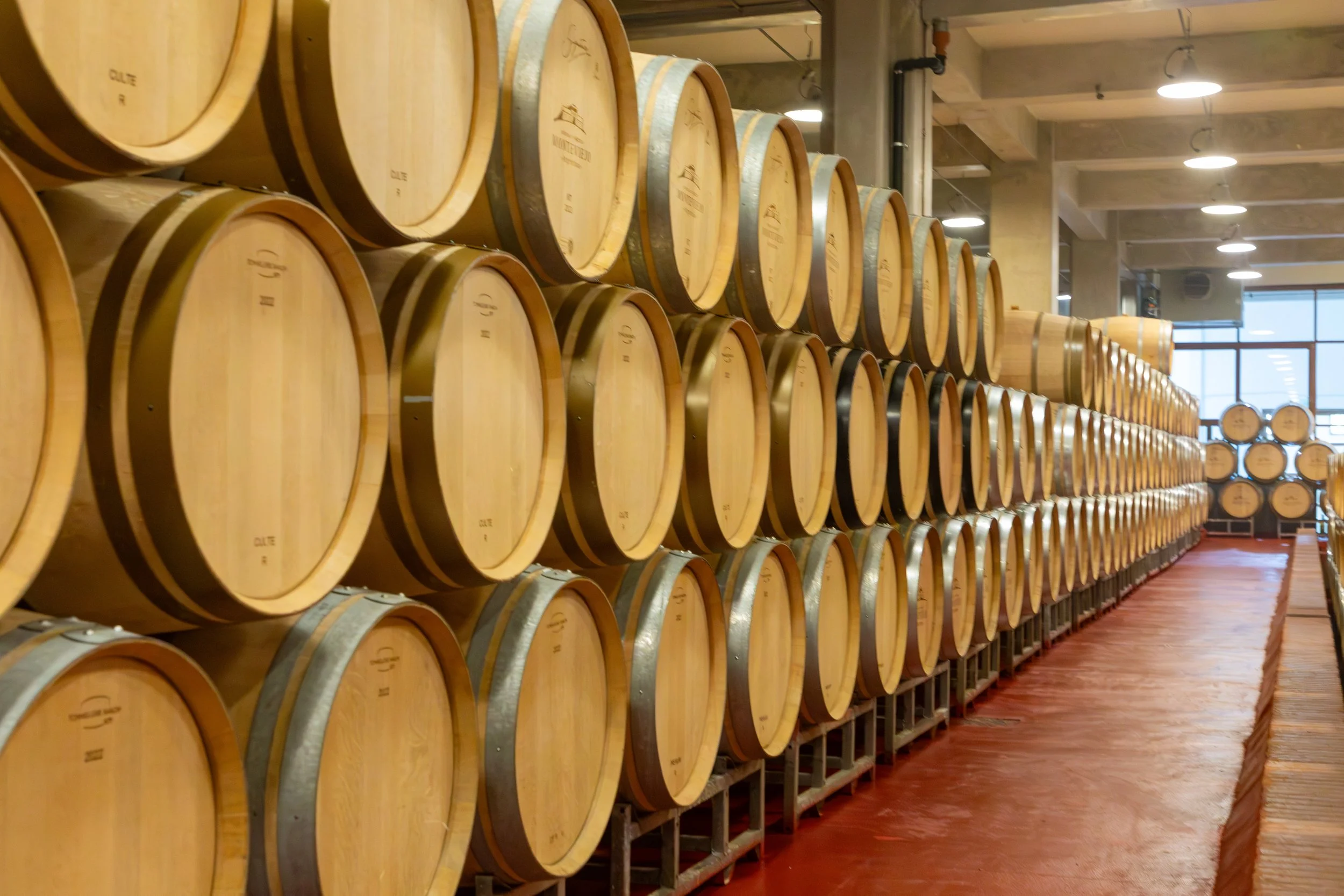  Walking through the barrel aging room, the smell of wine was tremendous 