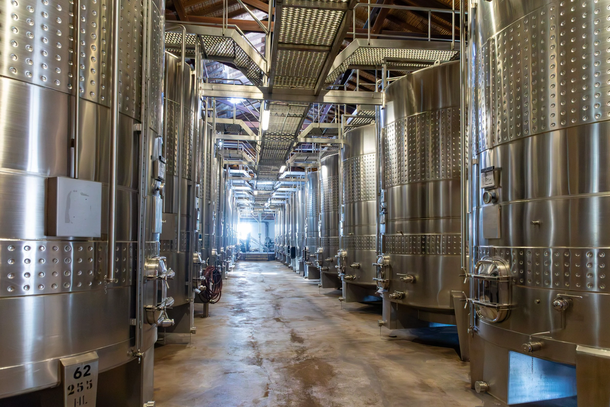  Steel tanks are a more modern addition to the winery 