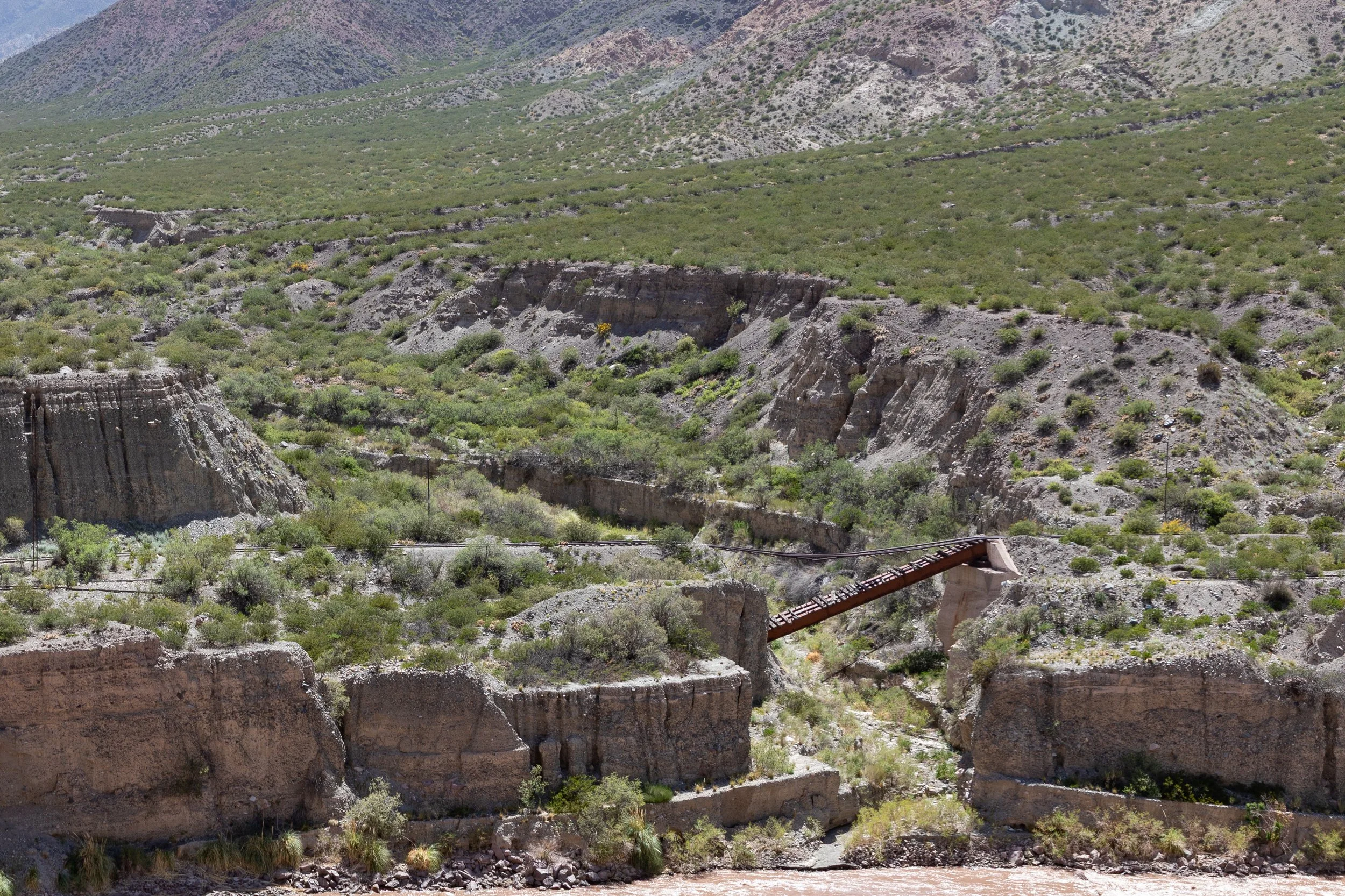  A railway used to run parallel to the highway to the Chilean border, but was too expensive to maintain through various landslides 