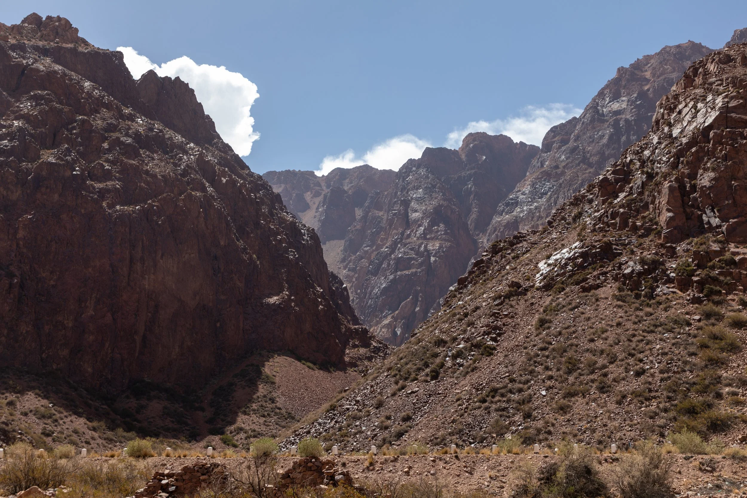  Darker rocks contrast the red  