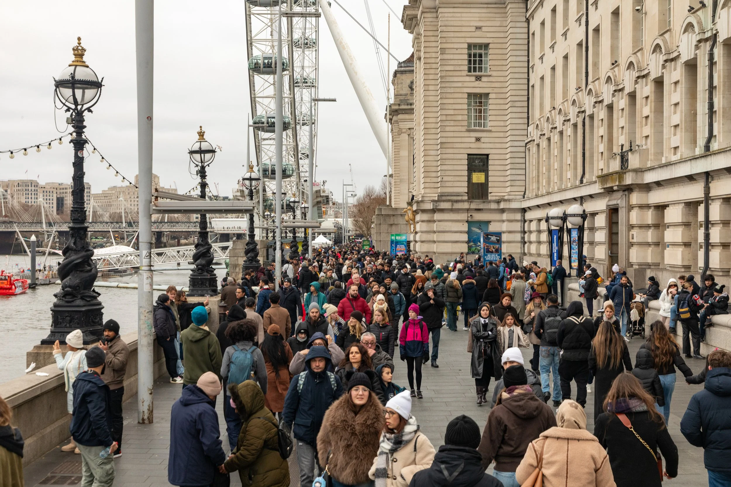  Making our way along the Thames toward The London Eye 