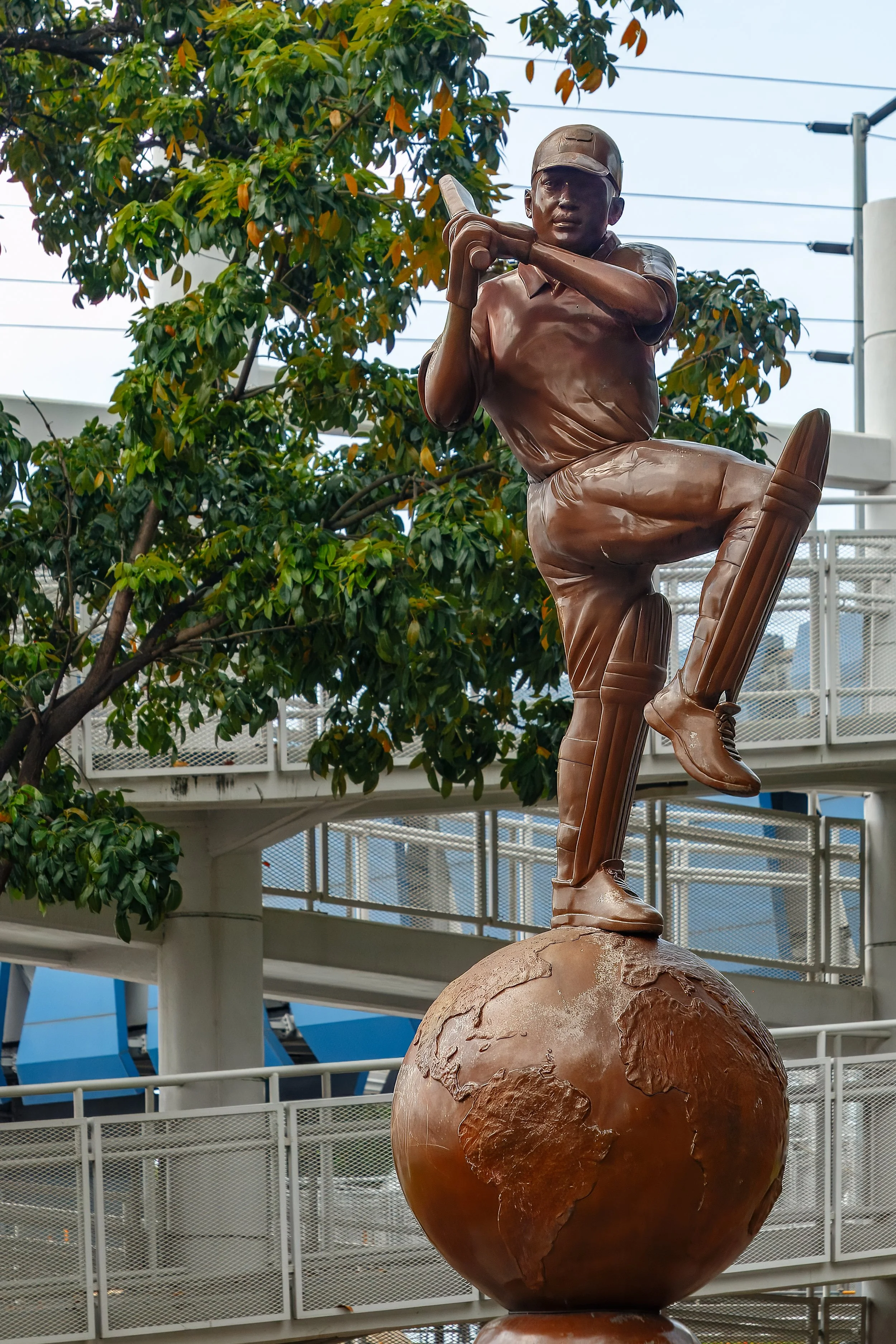  14ft bronze statue of the legendary cricketer Brian Lara in Brian Lara Square 