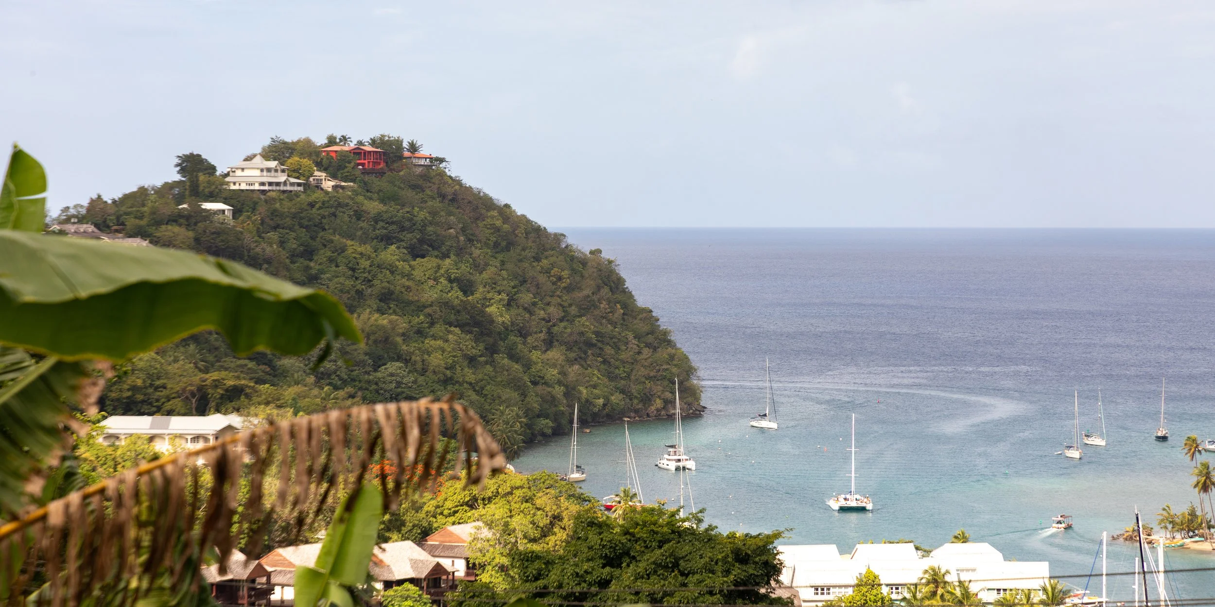  After climbing the road out of the resort, we can looking back down on Marigot Bay  