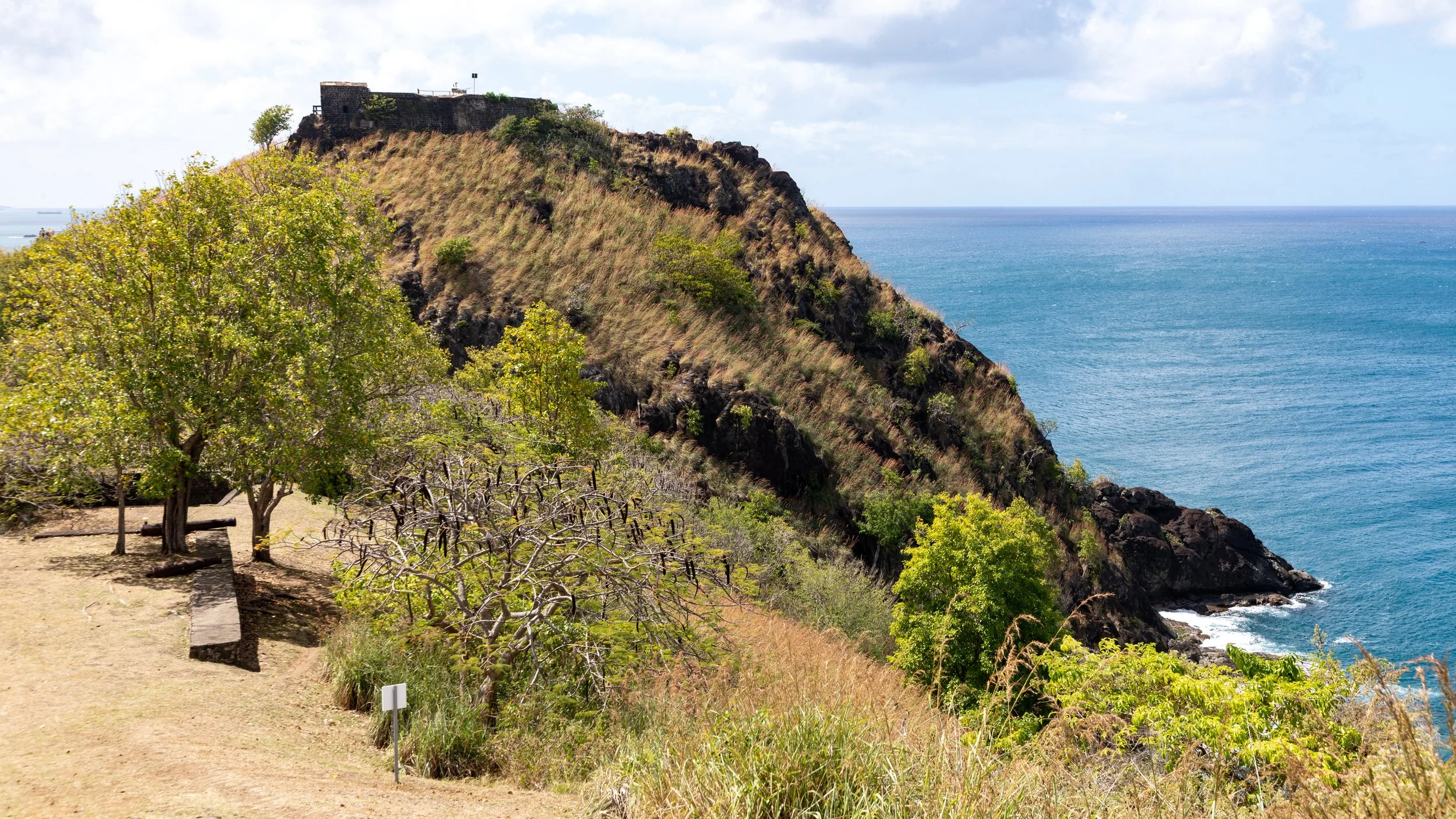  Looking up towards Fort Rodney at the entrance to Rodney Bay 