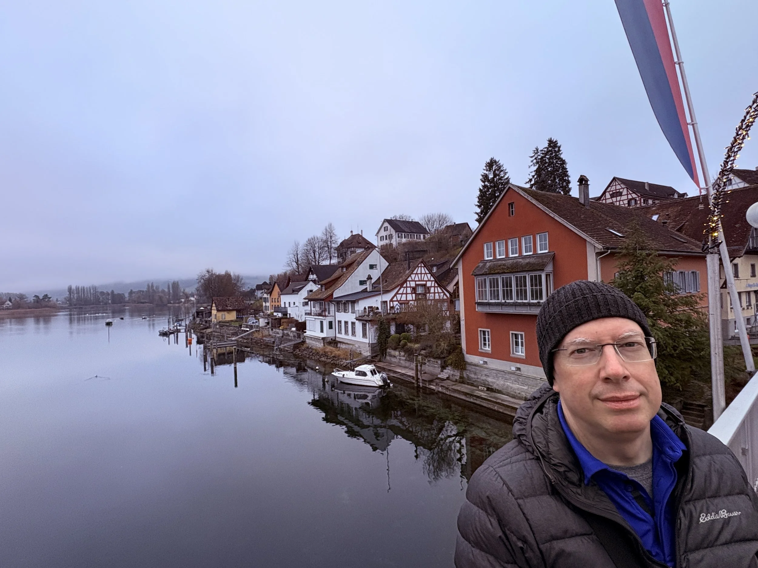  Crossing the Rhine after our train journey to the medieval town of Stein en Rhein 