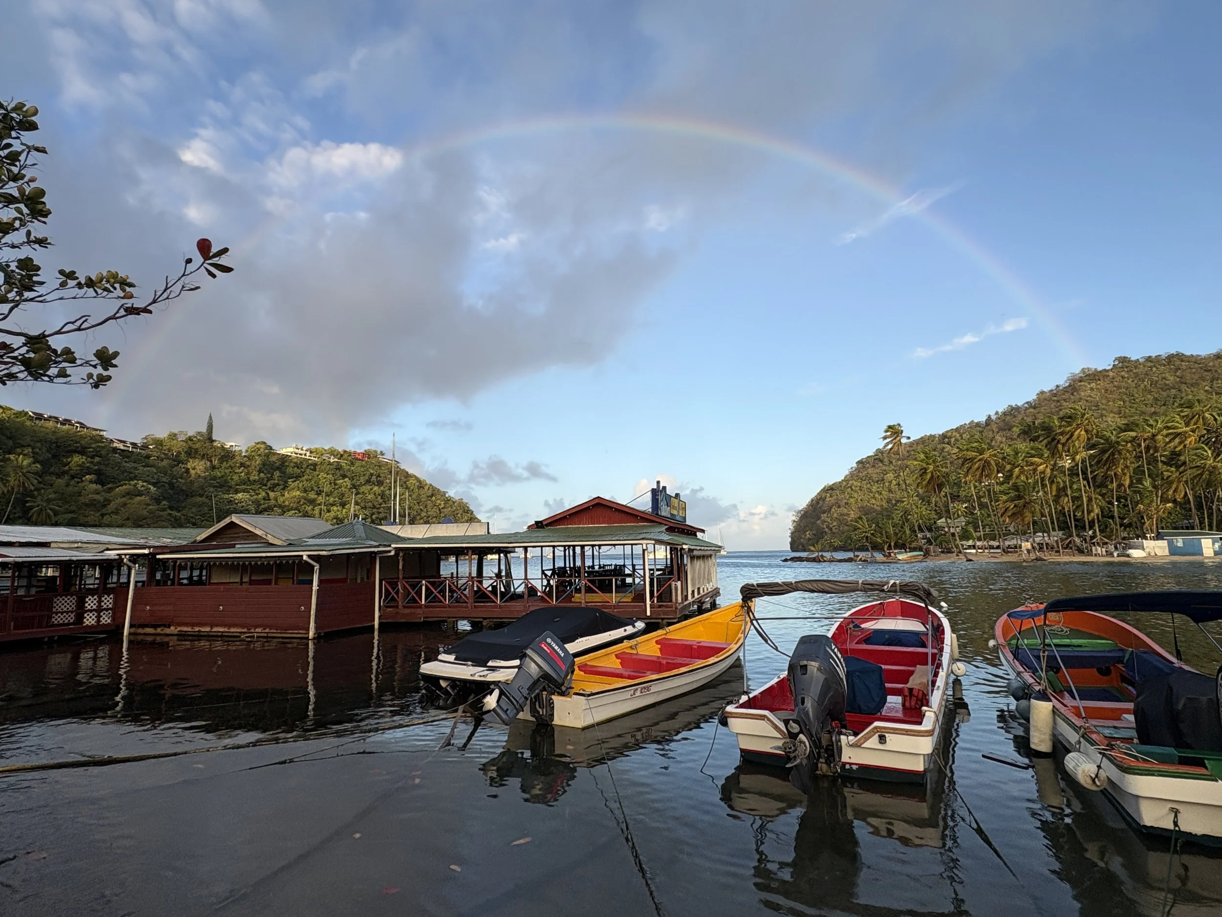  After a brief light morning shower, we were rewarded with a rainbow over the bay  