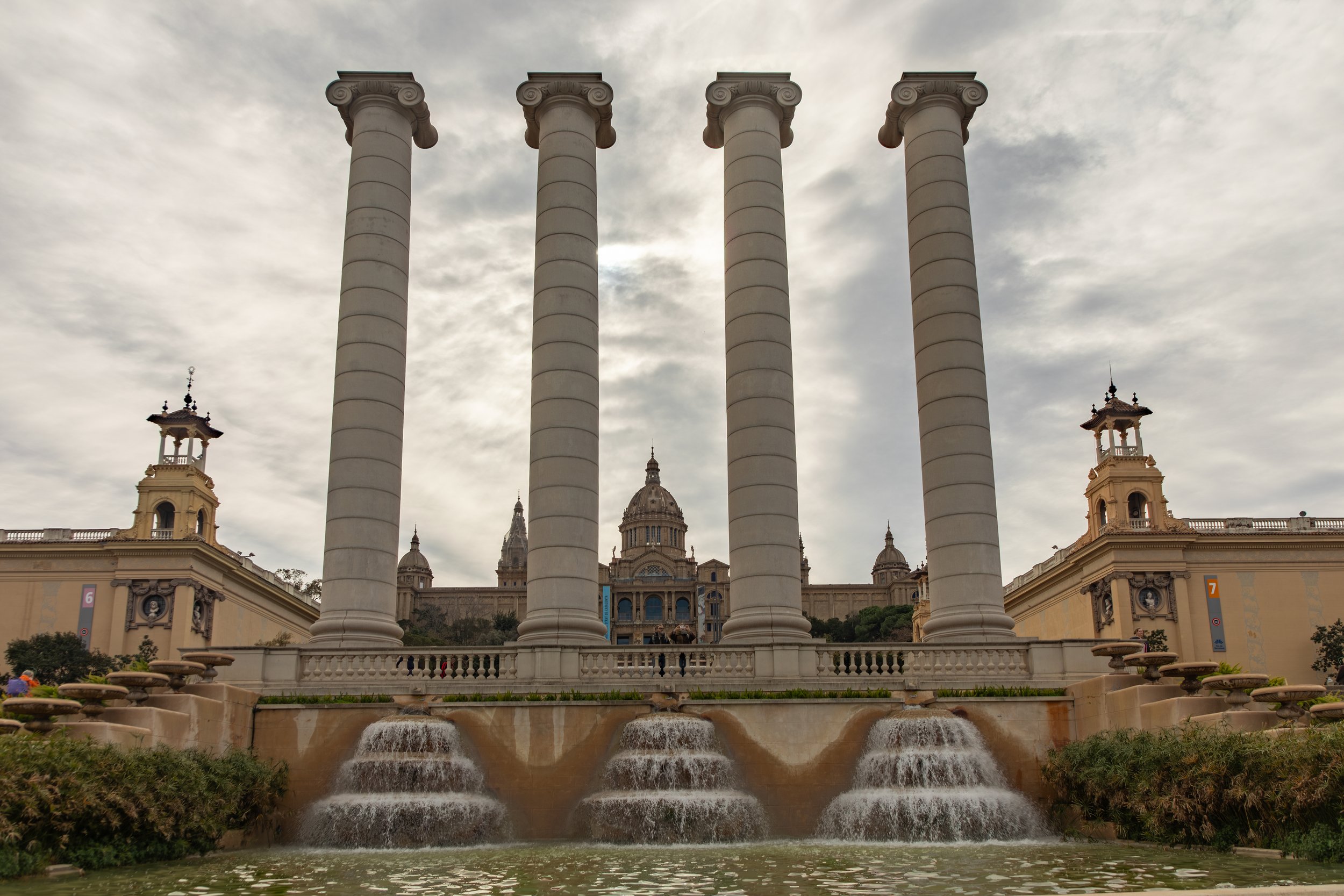  The Four Columns, symbolizing the four stripes of the&nbsp;Catalan Senyera, were intended to become one of the main icons of&nbsp; Catalanism , were removed prior to the 1929 World Exposition, but restored here in December 2010 