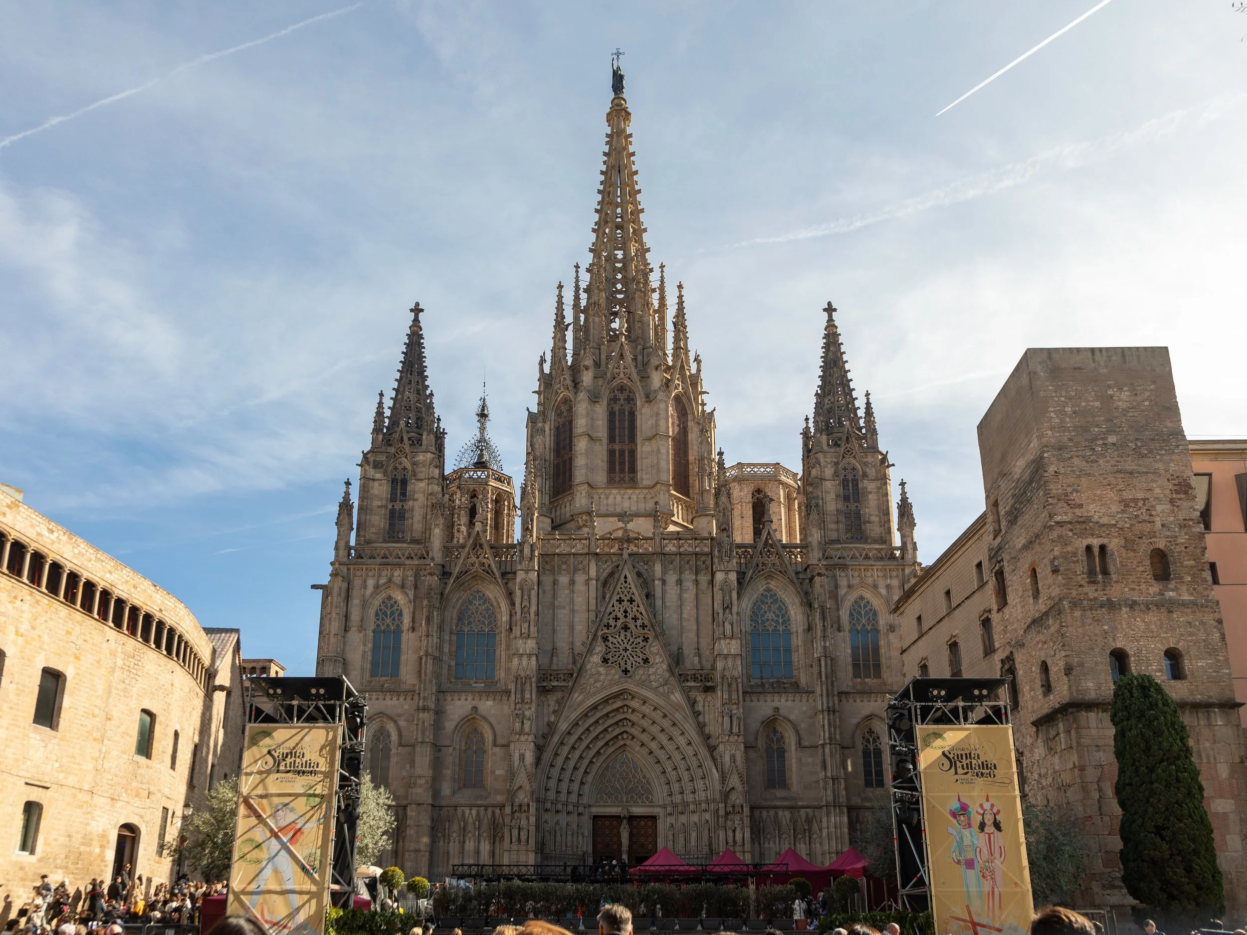  Main stage of Festes de Santa Eulàlia festival in front of the cathedral 