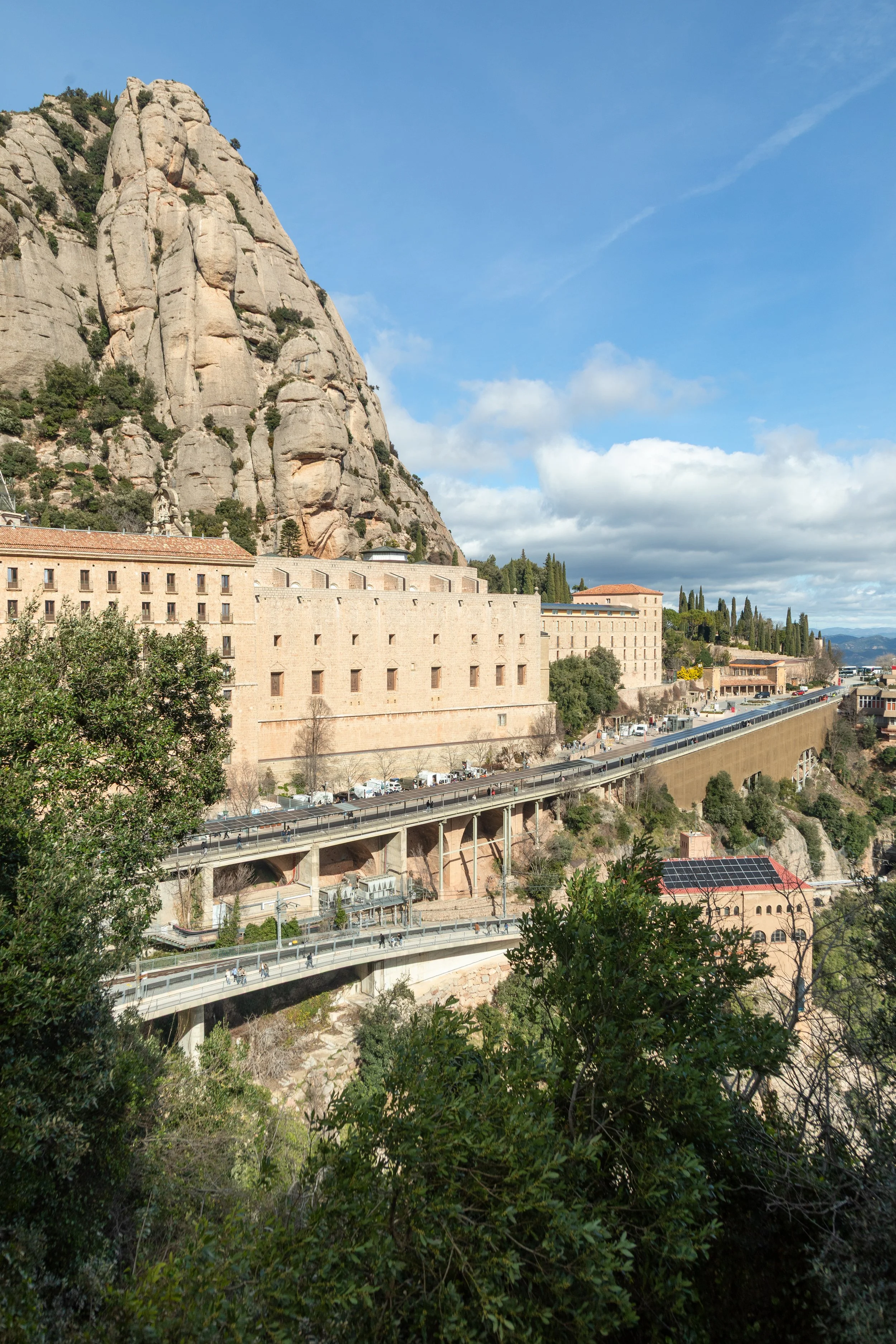  Back at the main monastery complex, the end of the rack railway tracks that brought us up the mountain are visible 