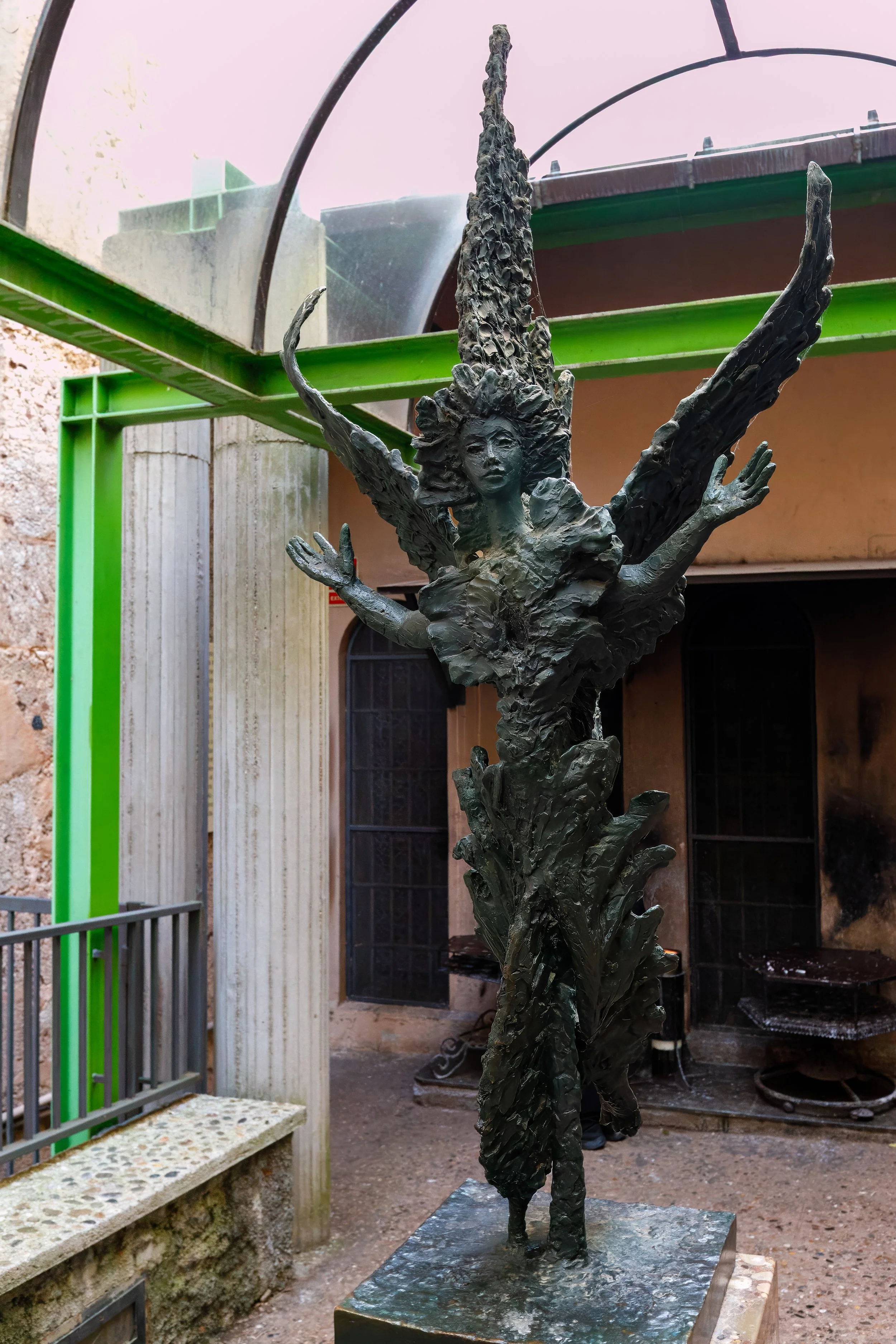 The  Annunciation to Mary  bronze sculpture depicts the announcement of the Incarnation of Christ by Angel Gabriel to Mary 