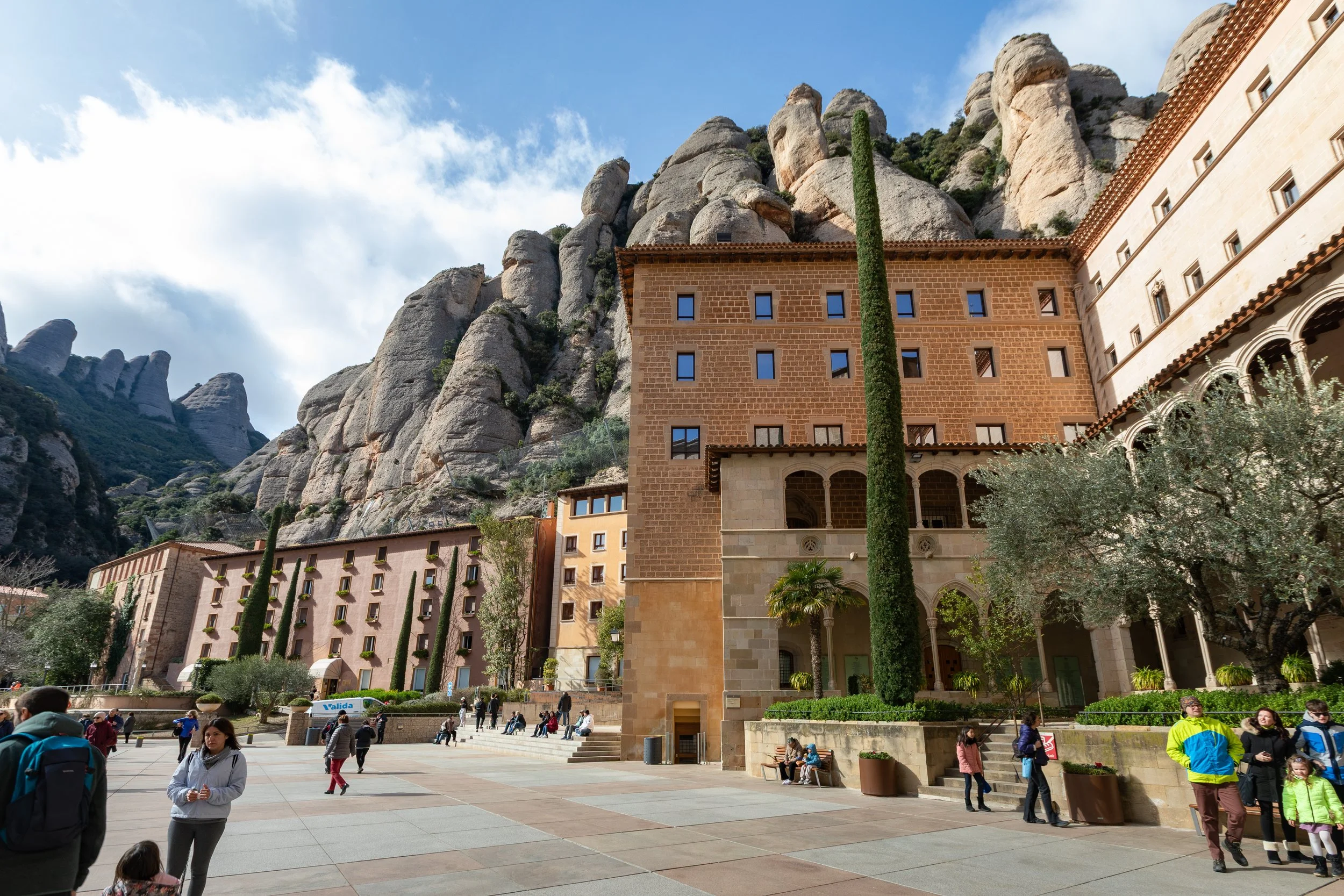  Looking back at the monastery flanked by the mountains we had hiked on earlier 