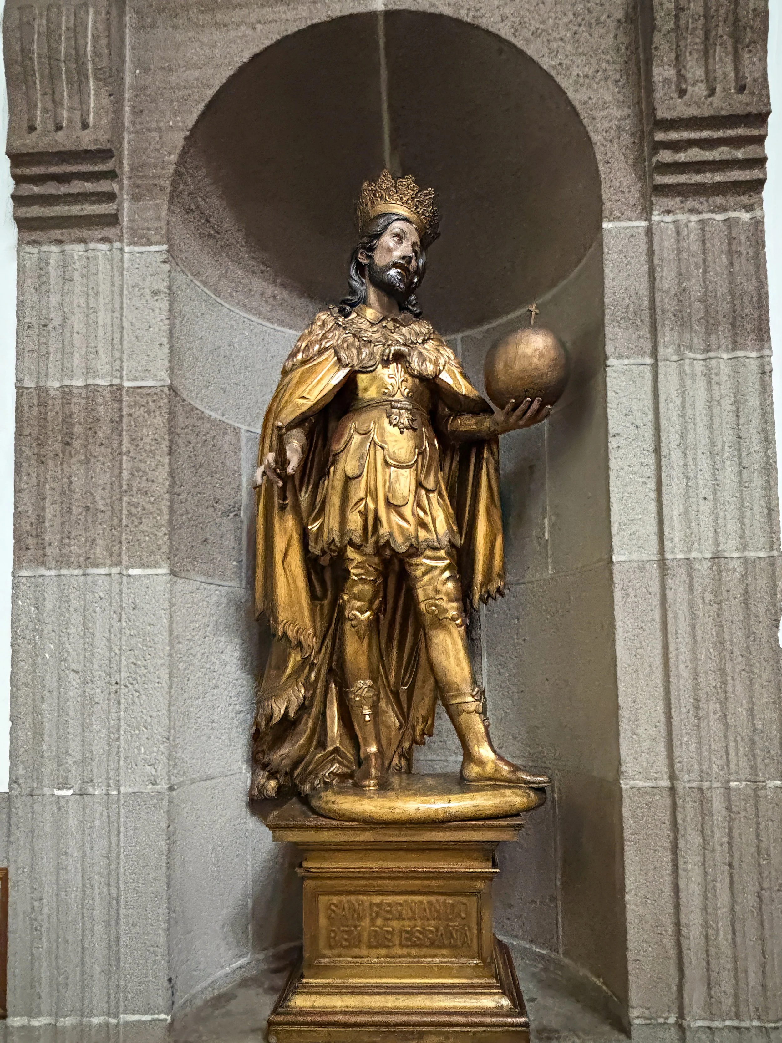  Wooden sculpture of Saint Ferdinand III, who was a prominent king of Castile and León 