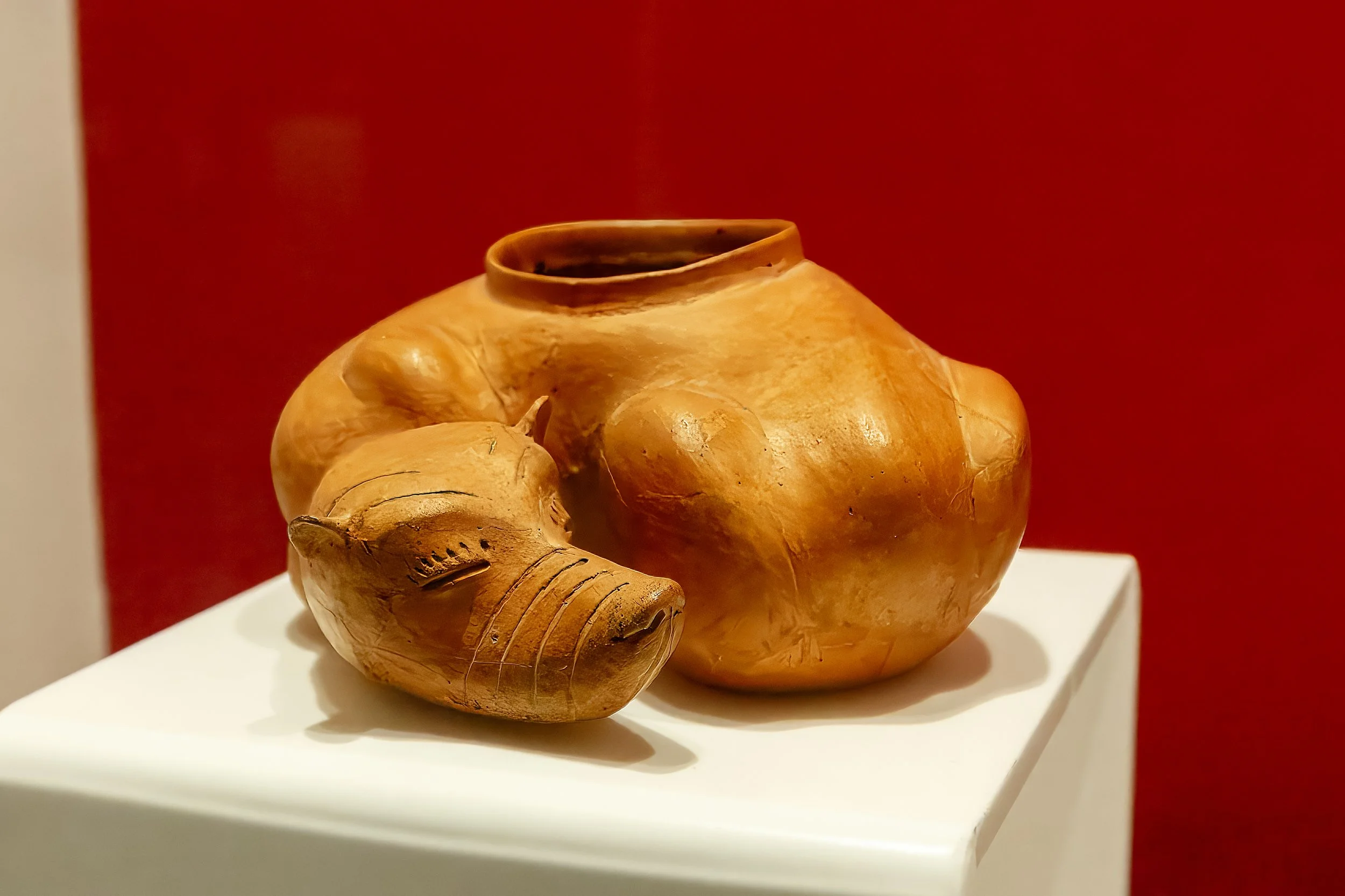  Maya ceramic vessel (400-500AD) in the form of a sleeping dog. 
