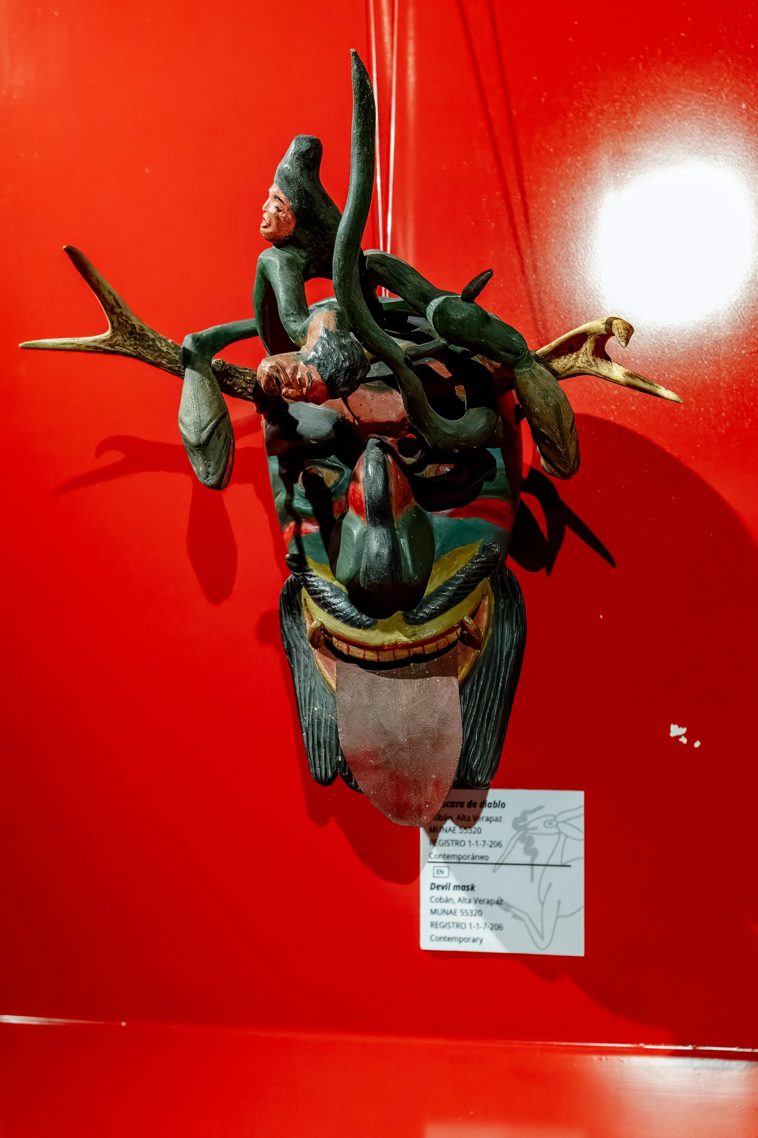  One of a number of devil’s masks on display in an exhibit focused on performance and music 