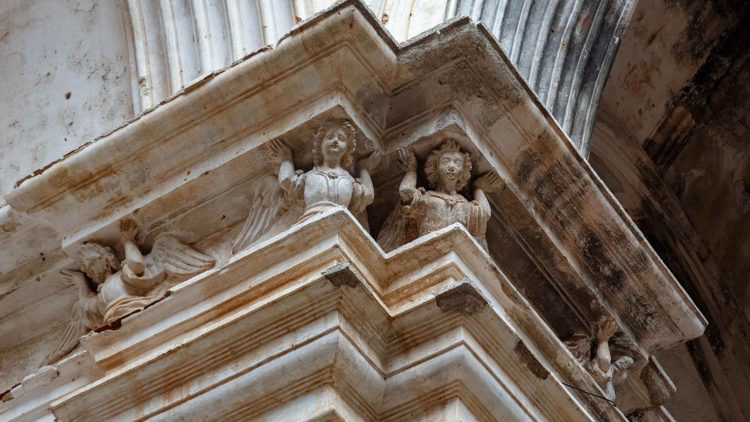  Admiring the intricate details of the columns 