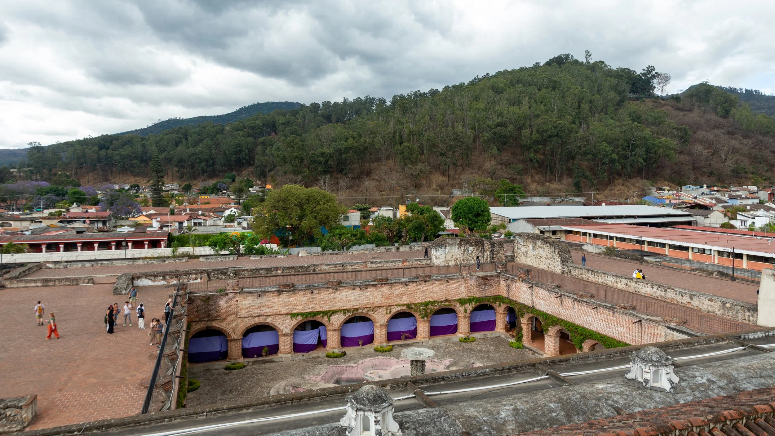  From the roof of Iglesia de La Merced, we got a nice perspective of the courtyard and surrounding hills  