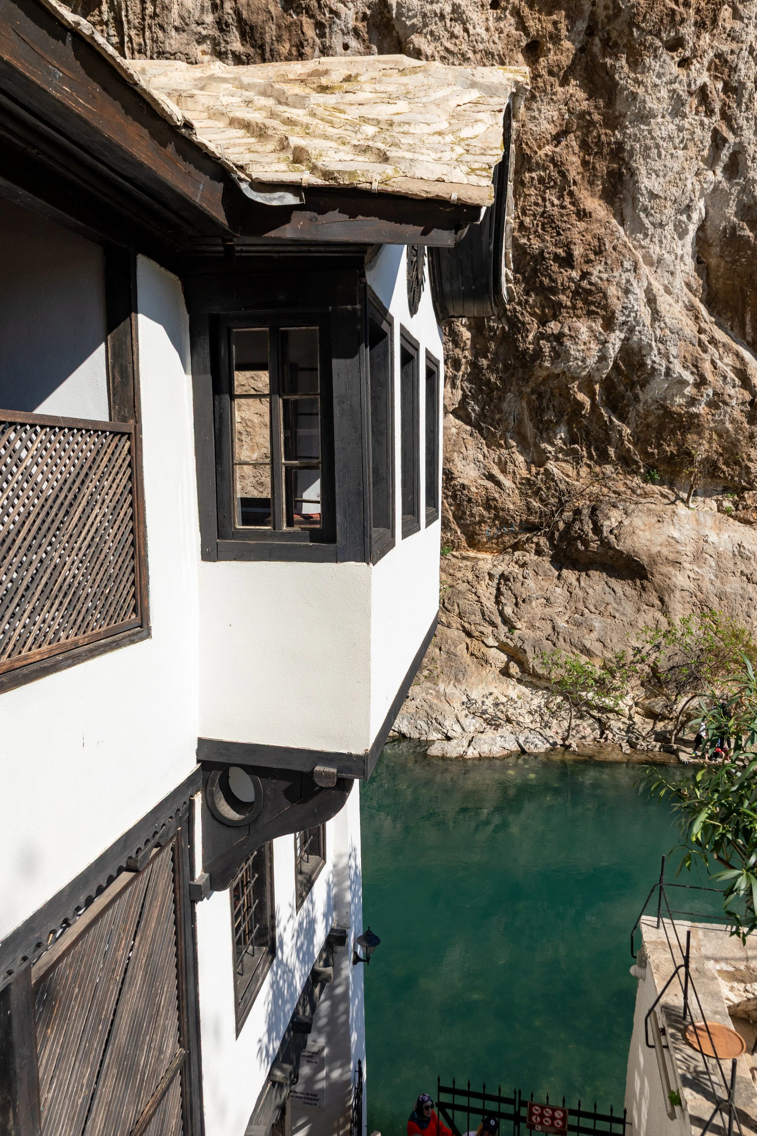 Looking out on to the building and the spring of the Buna river 