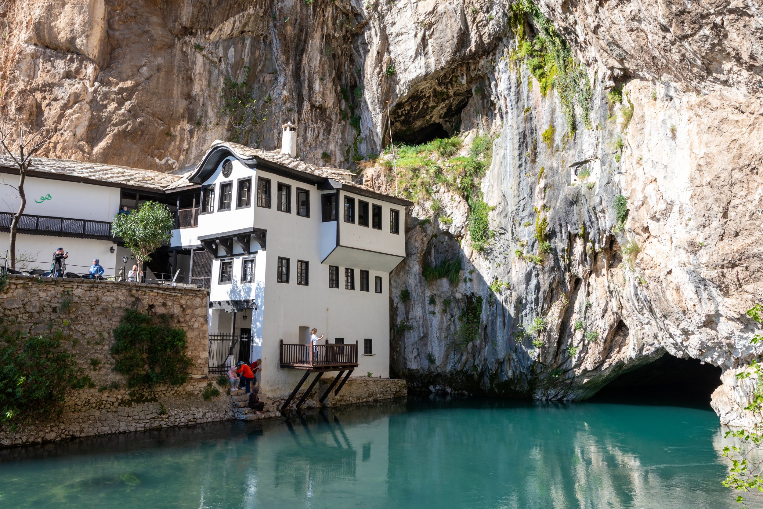  Across the river, we get a good perspective of how the monastery was built into the cliff 