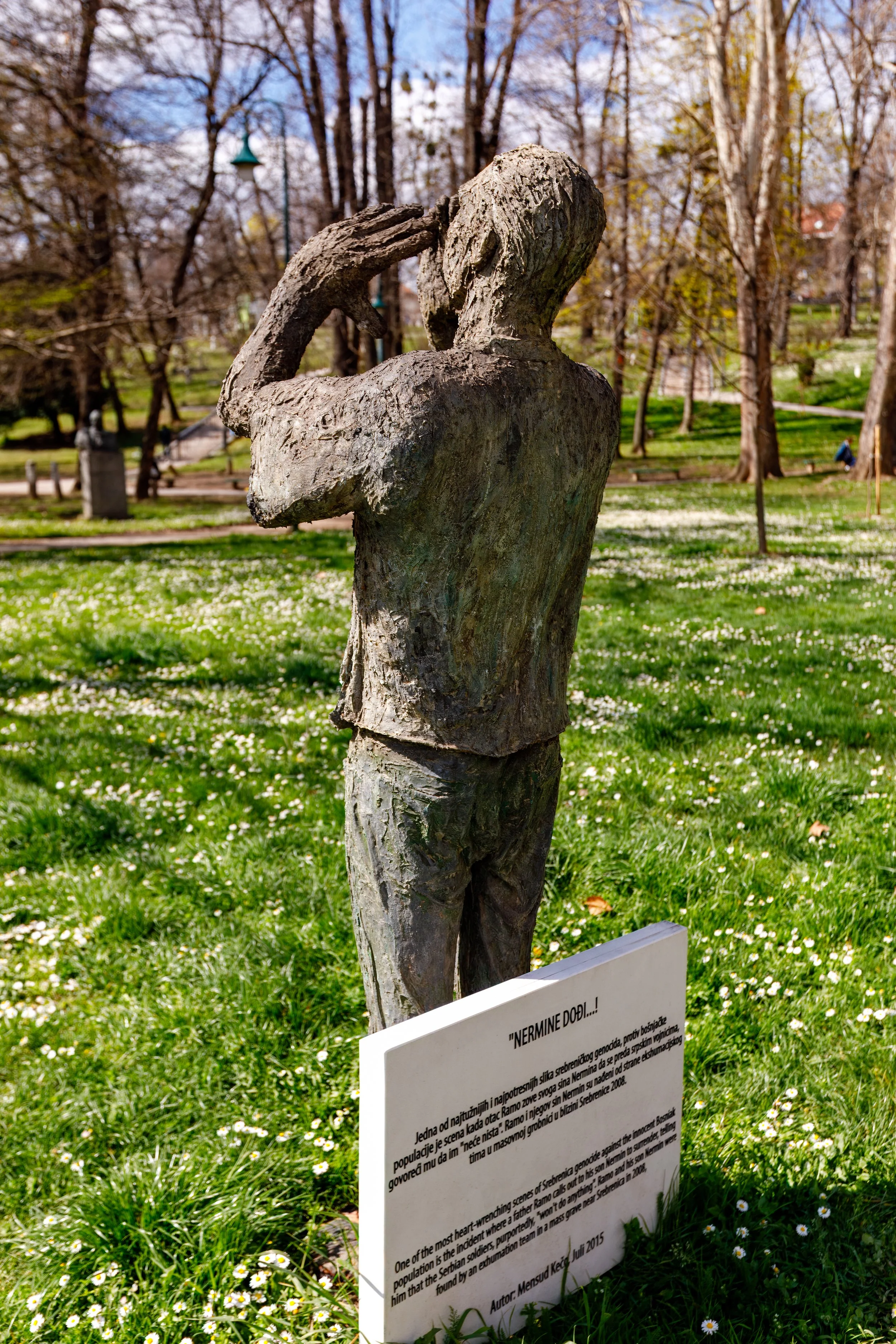  Nermine, dođi! (Nermin, come here!) memorial sculpture in Veliki Park commemorates the victims of the Srebrenica genocide, depicting a father calling for his son, who was ultimately found to be in a mass grave 