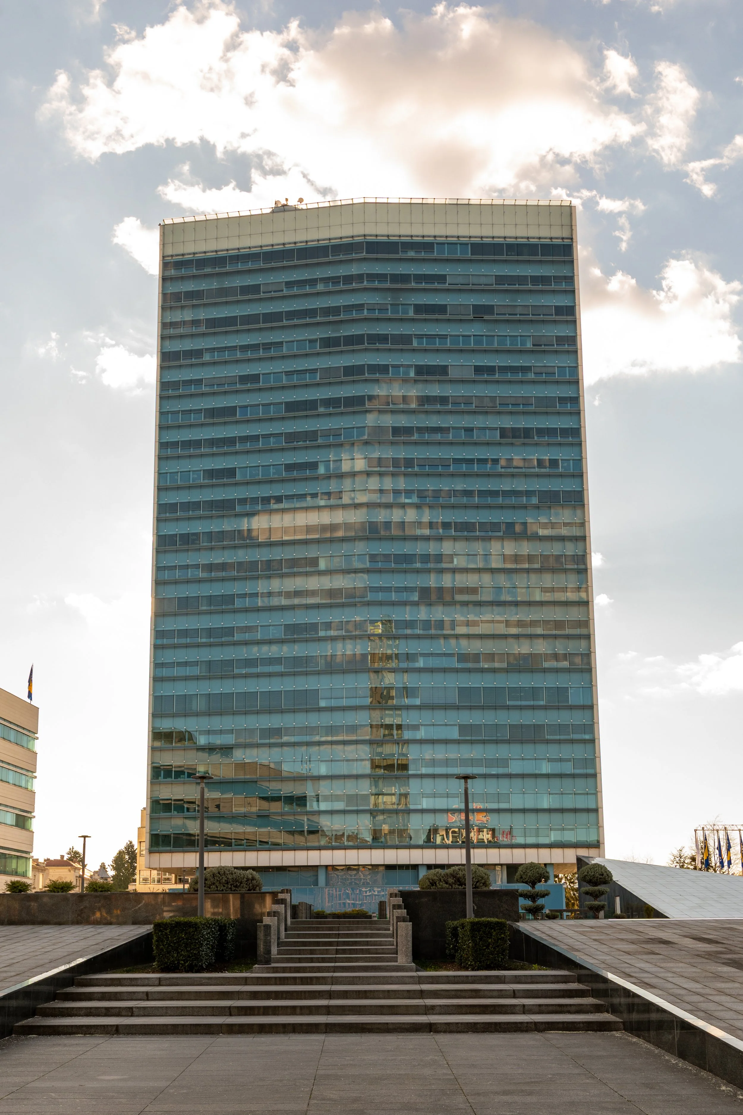  A government office tower houses the Council of Ministers of Bosnia and Herzegovina (originally constructed in 1974). During the siege, this was at the centre of Sniper Alley, where Bosniaks trapped in the city and surrounded by Bosnian Serbs had to