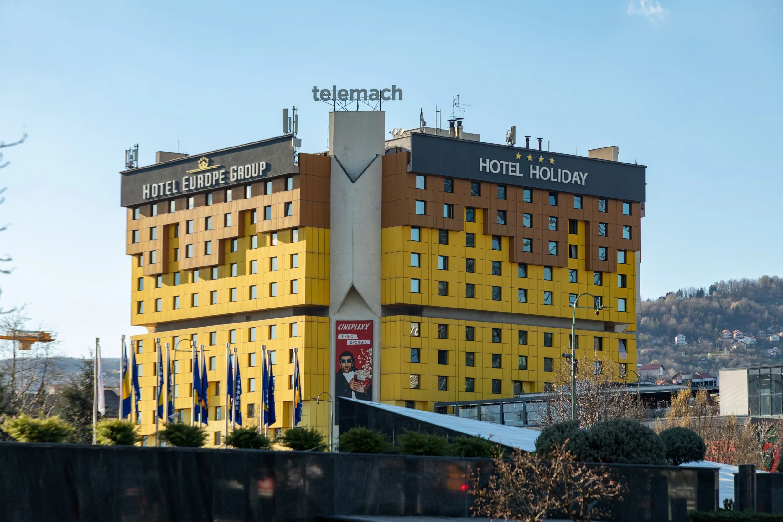 Now rebranded, this was the Holiday Inn constructed for the Olympics, but later the location of the first shots of Bosnian War where Radovan Karadžić, the former Bosnian Serb leader, instructed snipers to open fire on unarmed protesters below 