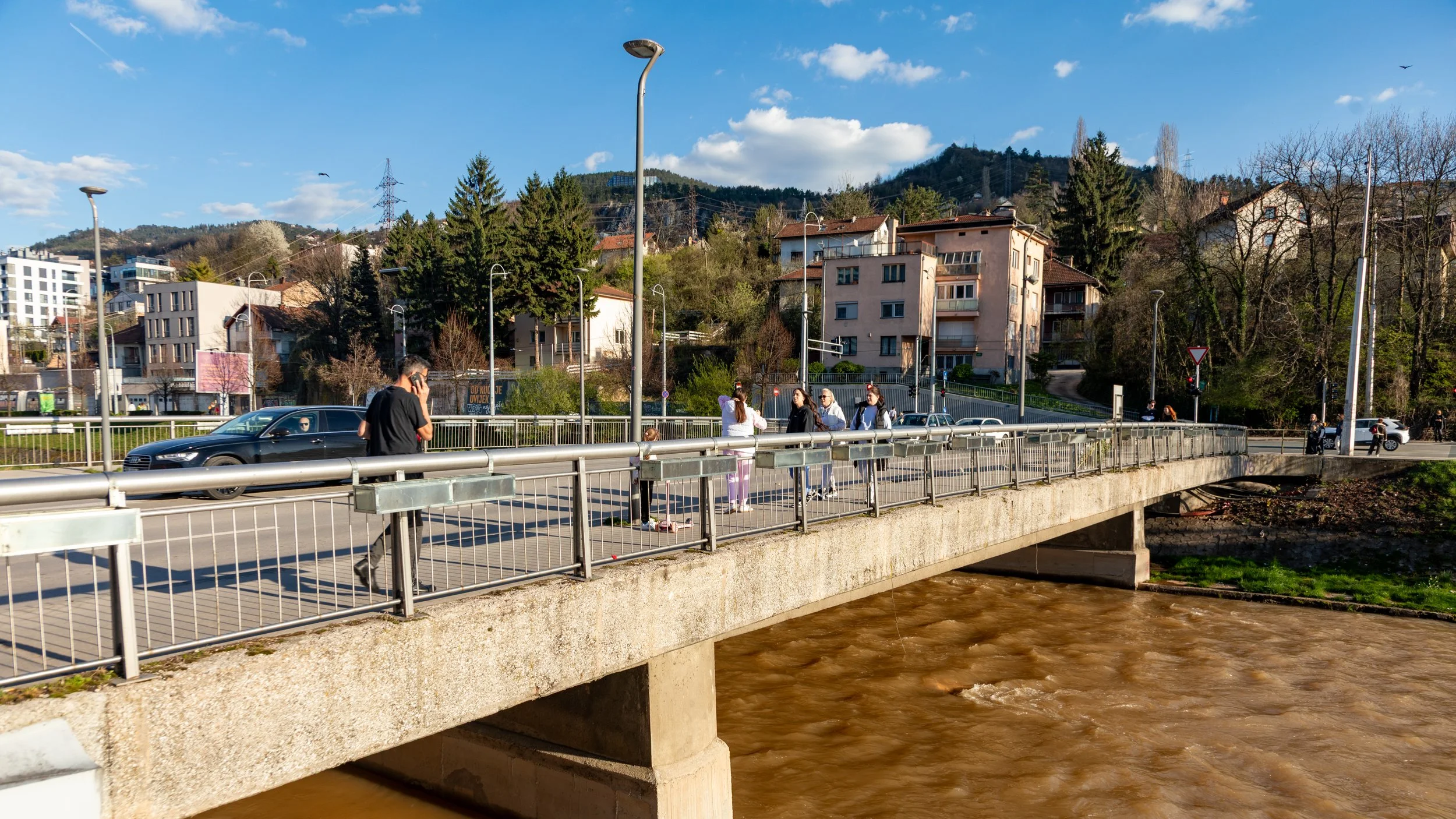  From “Romeo and Juiet Bridge” (originally the Vrbanja Bridge), you can see the mountains that were controlled by the Bosnian Serb snipers.  These snipers killed two lovers that had tried to escape across the bridge and died in the each others arms. 
