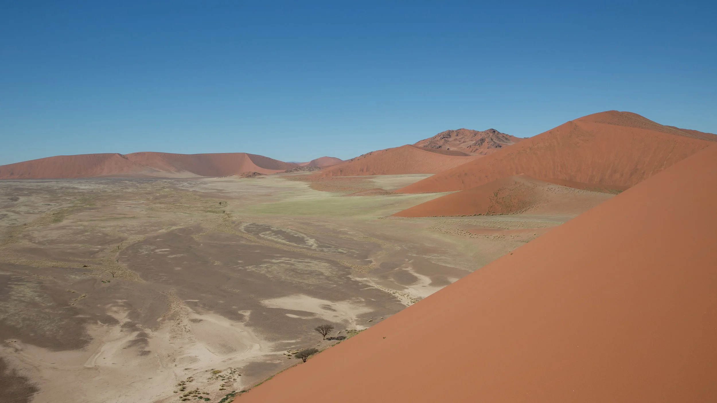  Climbing a smaller dune, we could see the contrast between the desert and collection of sand dunes 