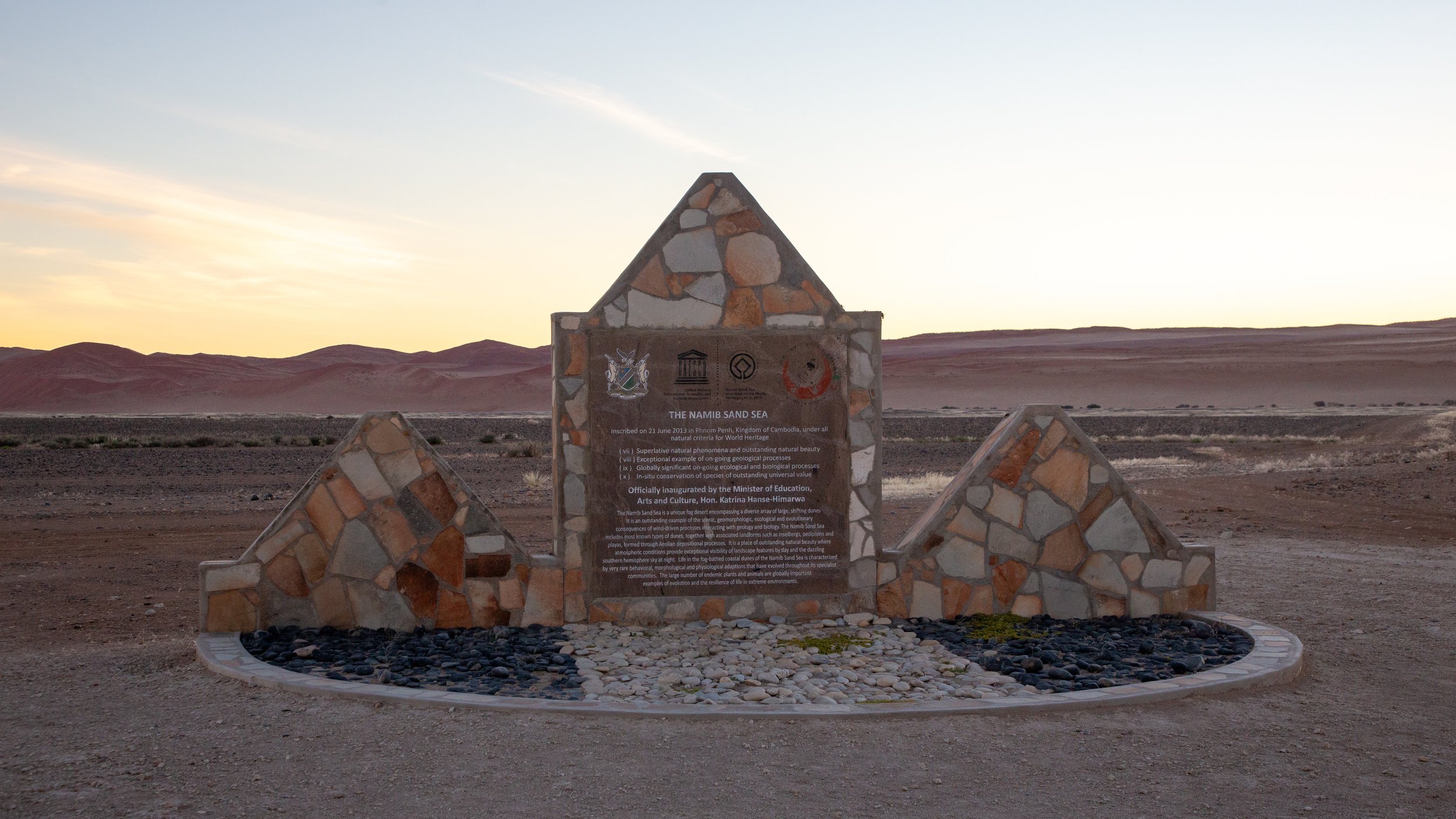  UNESCO placard for the “Namib Sand Sea” 