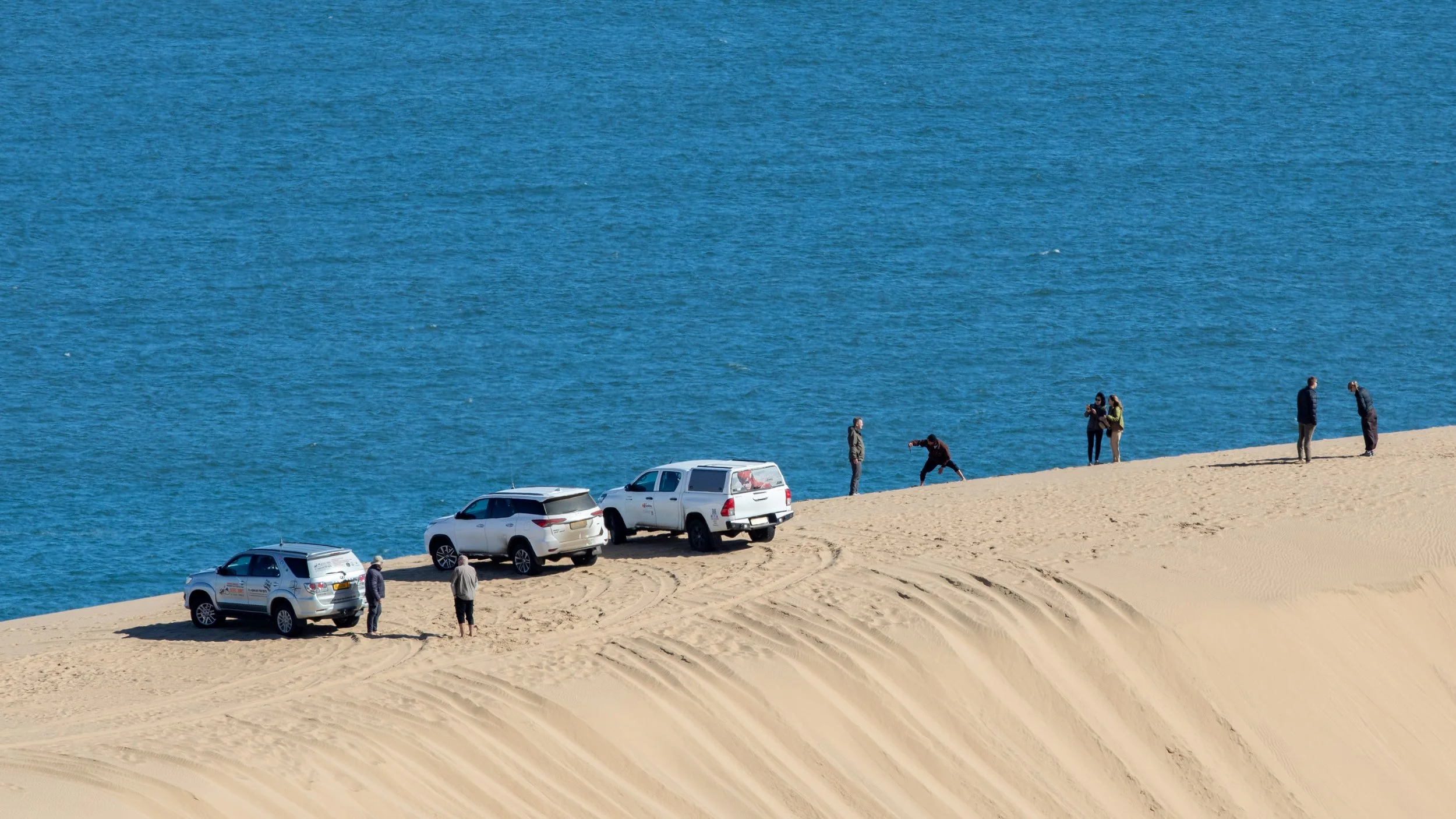  From our higher vantage points, we can see some of the other tour groups.  Private drivers are no longer allowed on the dunes, as they often got stuck in the sand 
