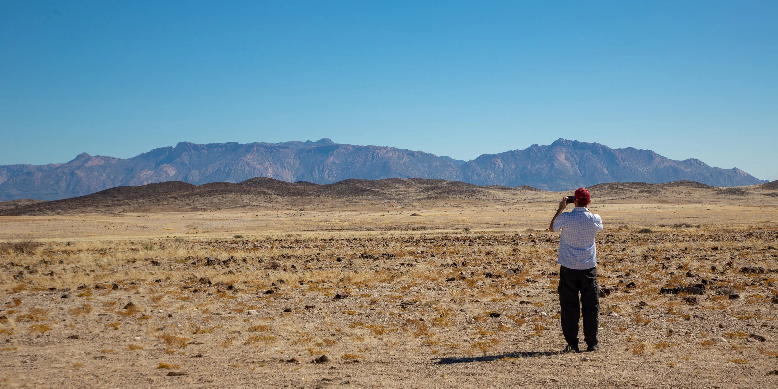 We traveled in the shadows of Brandberg Mountain, the highest in Namibia, throughout the day 